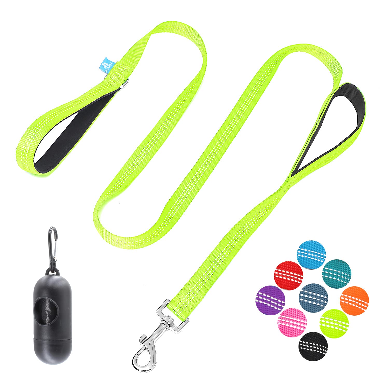Baapet Two Handle Dog Leash, Dual Soft Padded Handles With Traffic Control Handle Leash For Small Medium Or Large Dogs (3/4' X 