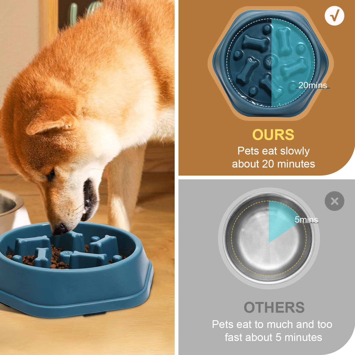 ASEVAT 2 Pack Slow Feeder Dog Bowls, Anti-Choking Puzzle Dog Food Bowls for Slower Eating, Personalized Dog Bowls for Medium Dog
