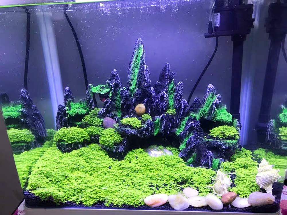 Pakykai Large Fish Tank Decorations, Mountain View Aquarium Ornament With Tree House Cave Bridge Artificial Plastic Plants Aquarium Decorations