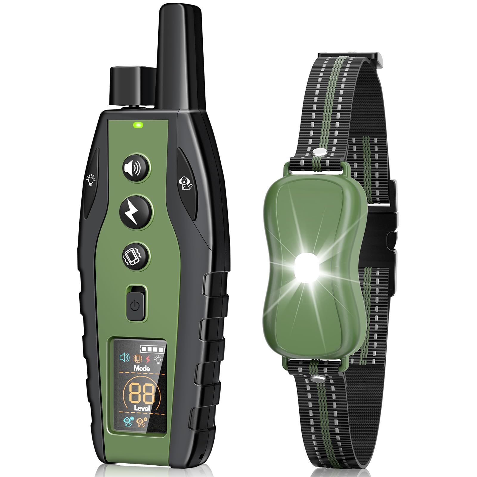 Dog Shock Collar With Remote Control, 3300Ft Dog Training Collar With Light, With Beep, Vibration, Safety Shock Mode, Rechargeab