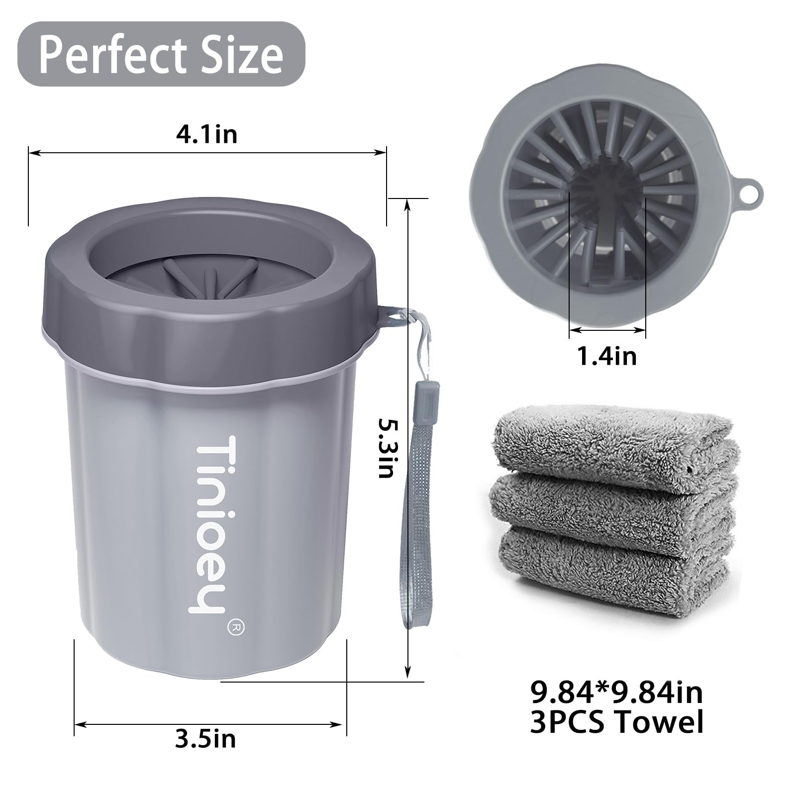 Dog Paw Cleaner For Medium Dogs (With 3 Absorbent Towels), Dog Paw Washer, Muddy Paw Cleaner, Pet Foot Cleaner