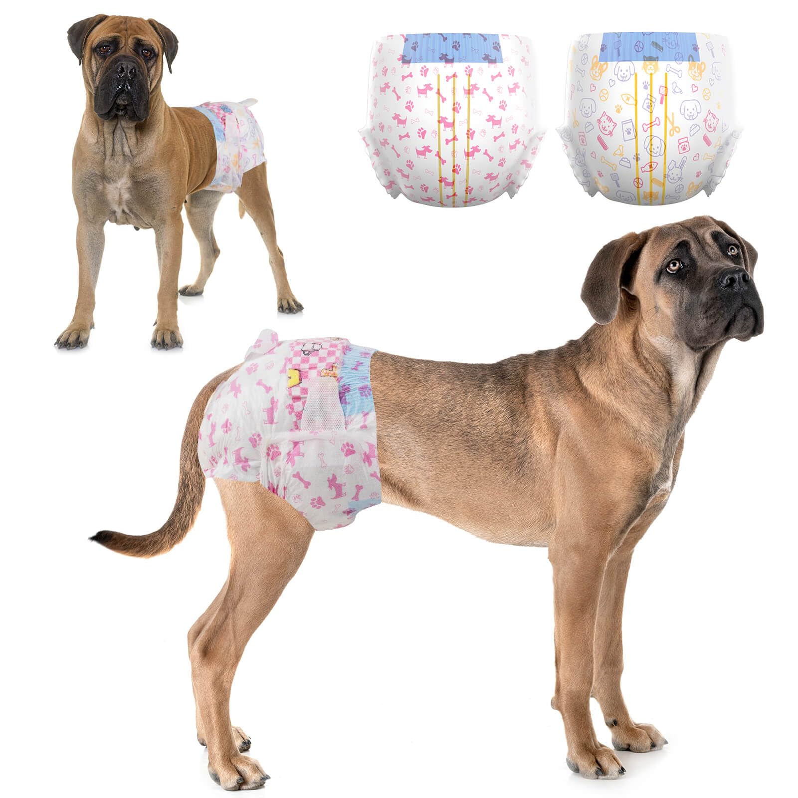 Dono Dog Diapers Female Large Breed-24Pcs, Disposable Female Dog Period Diaper For Heat With Wetness Indicator, Super Absorbent 