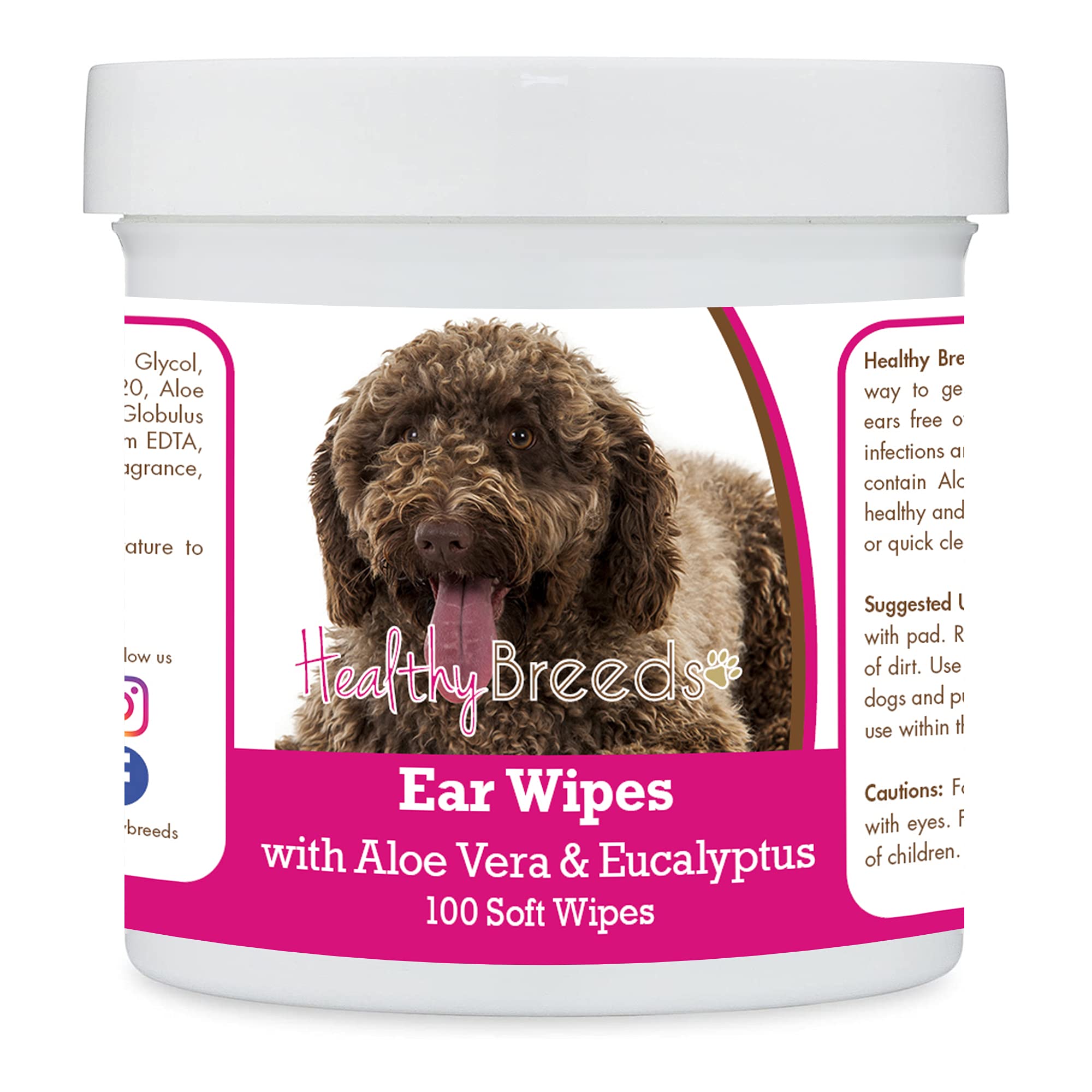 Healthy Breeds Spanish Water Dog Ear Cleaning Wipes with Aloe & Eucalyptus for Dogs 100 Count