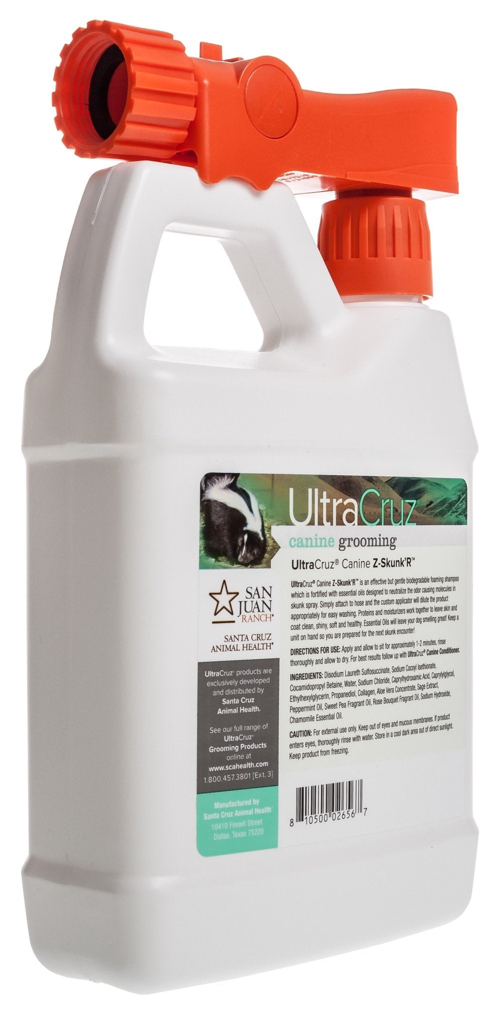 Ultracruz Canine Z-Skunk'R Shampoo For Dogs, 32 Oz With Travel Applicator