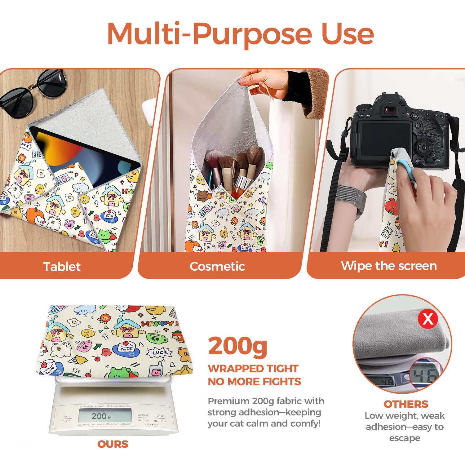 Jourcraf Cat Grooming Wrap, Cat Grooming Supplies For Cutting Nails, Cat Restraint For Nail Clipping To Anti-Scratch/Runaway/Bit