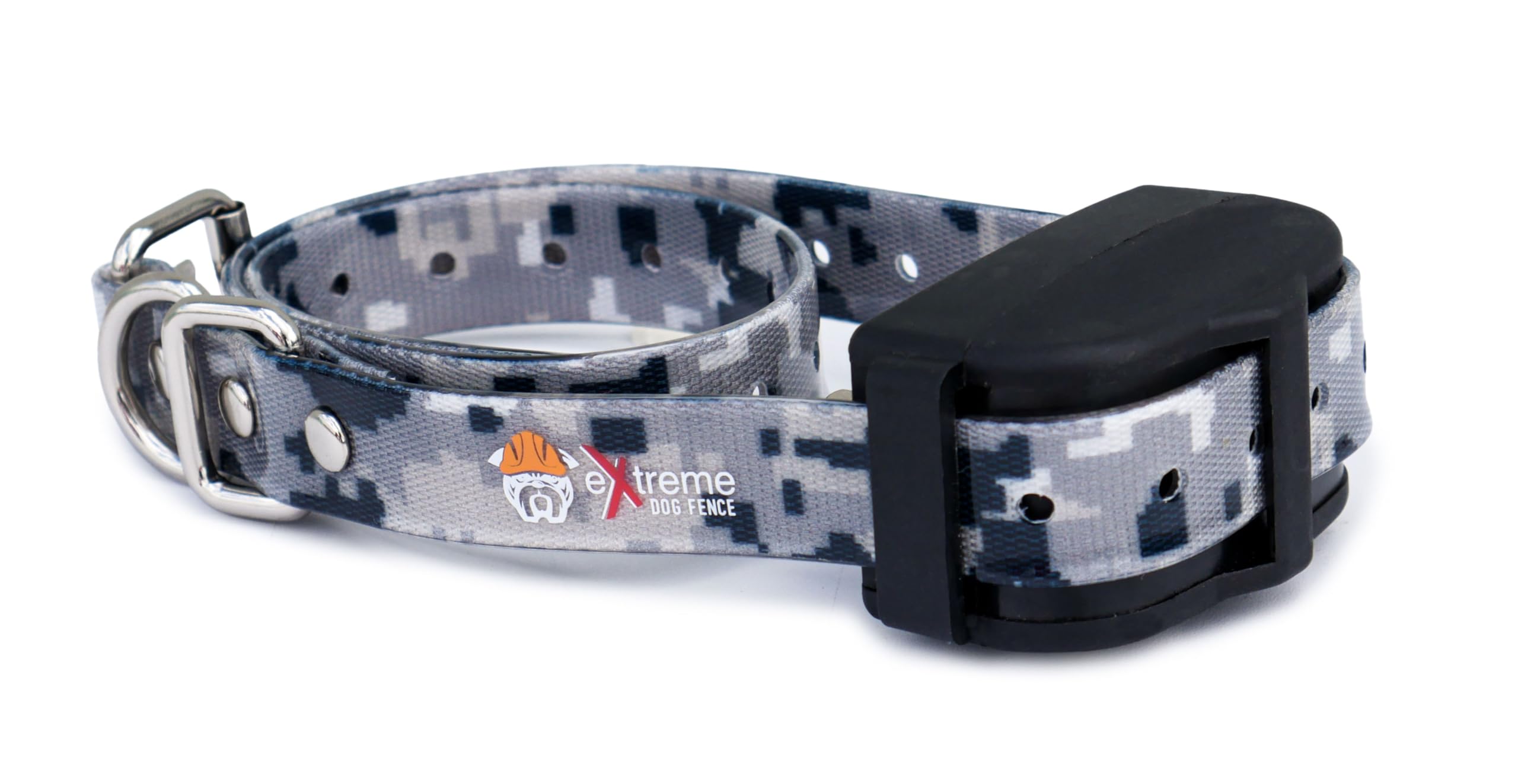 Gray Camo 3/4'' Heavy Duty Tpu Coated Nylon Replacement Dog Collar Strap With Metal Buckle For Shock, Bark And Electric + Contai