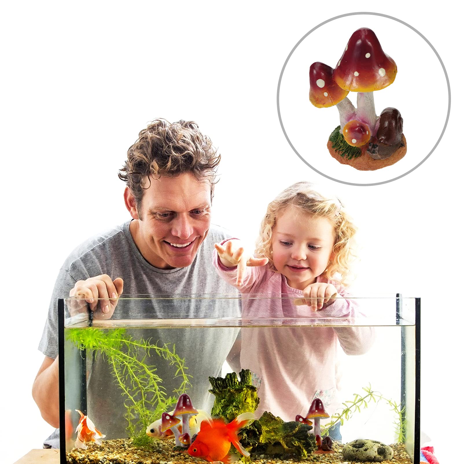 Miniature Mushroom Resin Fairy Garden Mushroom Snail Micro Landscape Ornaments Aquarium Decor for DIY Terrarium Fish Tank Decor