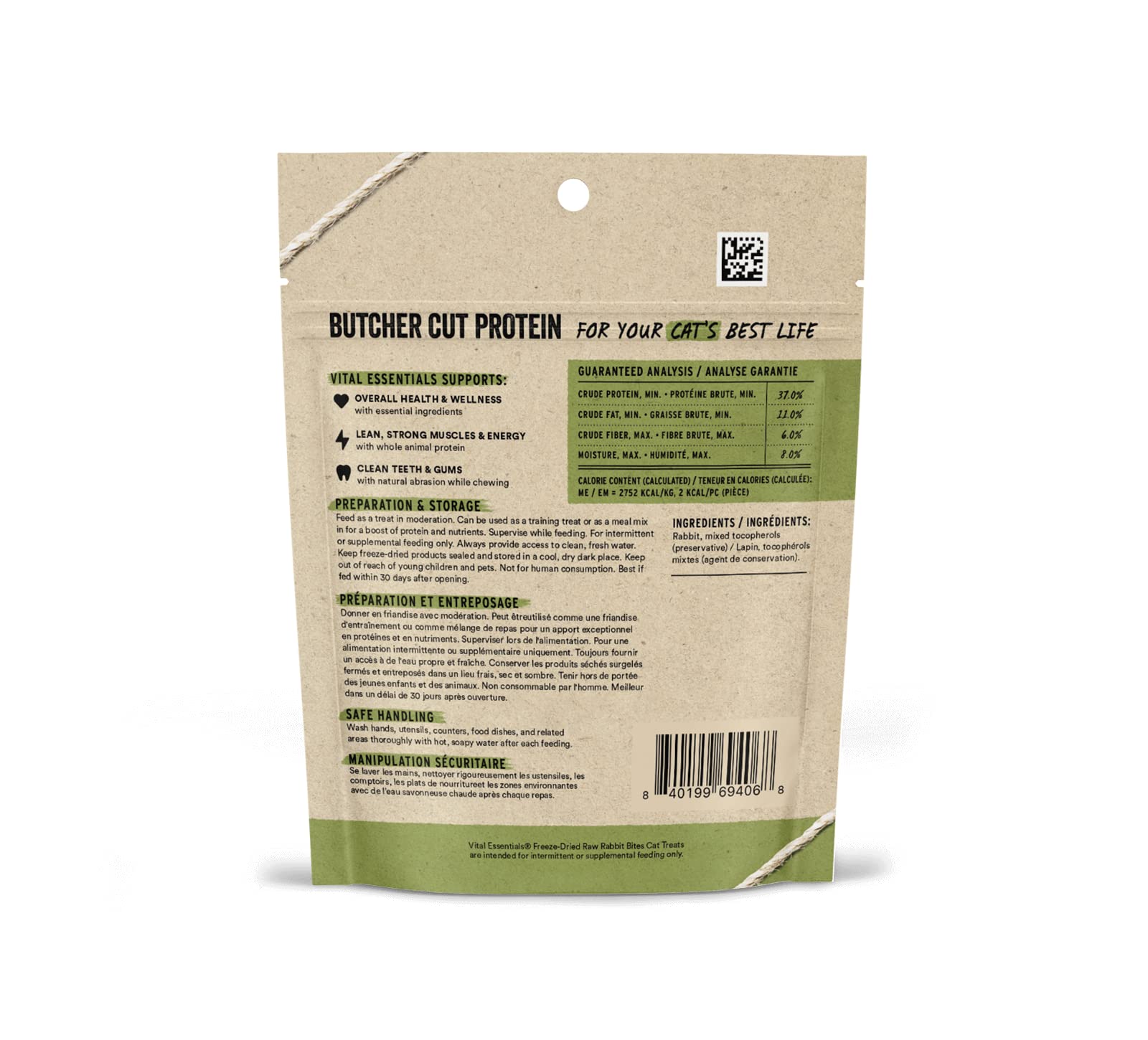 Vital Essentials Freeze Dried Raw Cat Treats, Rabbit Bites, 0.9 oz, New Packaging