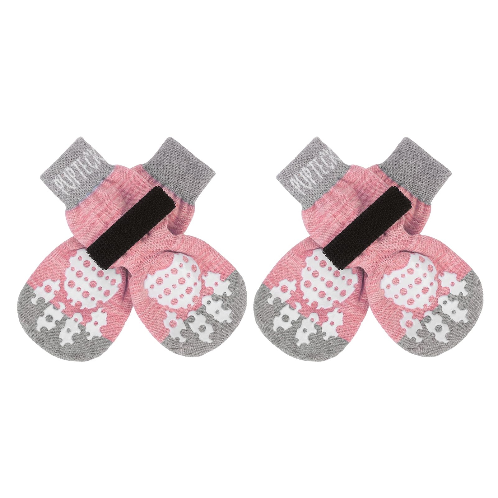 Pupteck Anti-Slip Dog Socks With Double Sides Grips For Small Medium Large Dogs Hardwood Floors Prevents Licking, Dog Shoes For Hot Pavement Traction Control Paw Protector For Senior Dogs, Pink Xs