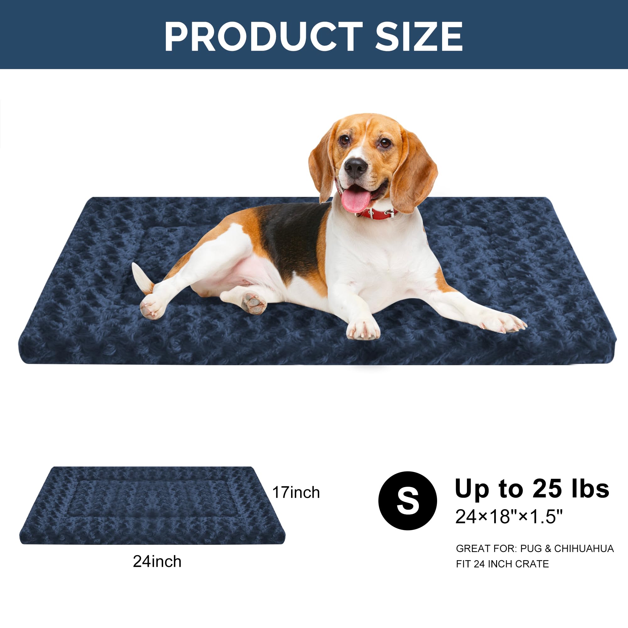 Dog Beds Crate Pad, Dog Bed Mat For Smal Dogs Sleeping, Soft, Durable, Washable & Anti-Slip Crate Pads, Reversible Mat Bed Kenne