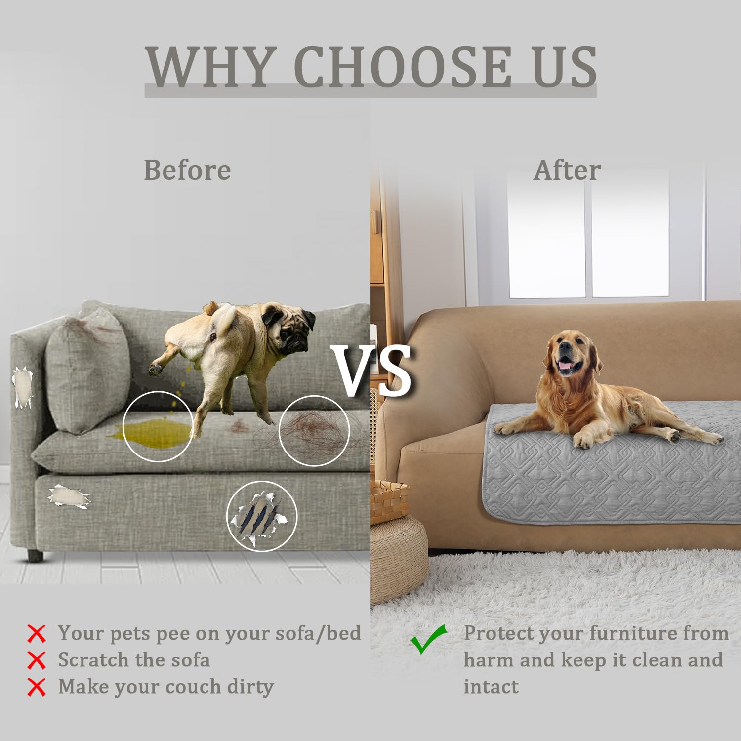Fuguitex Waterproof Dog Bed Cover Dog Blanket For Pet Furniture Bed Couch Sofa Reversible Linen Texture(30''*53'',Pea Green+Ligh
