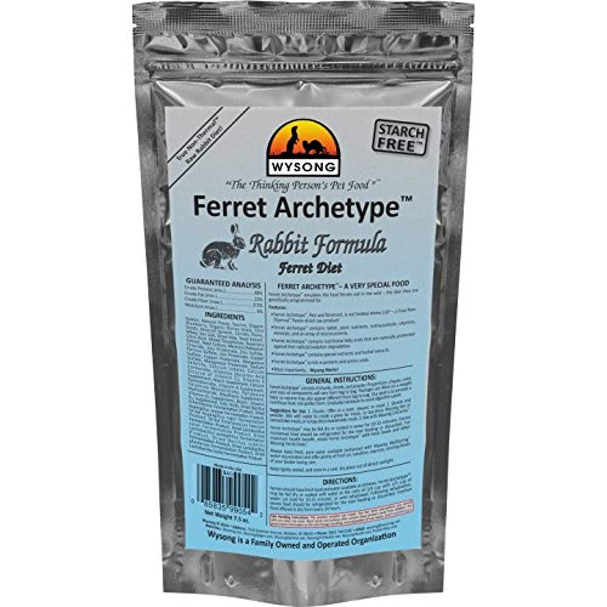 Wysong Ferret Archetype Rabbit Formula - Raw Ferret Food - 7.5 Ounce Bag