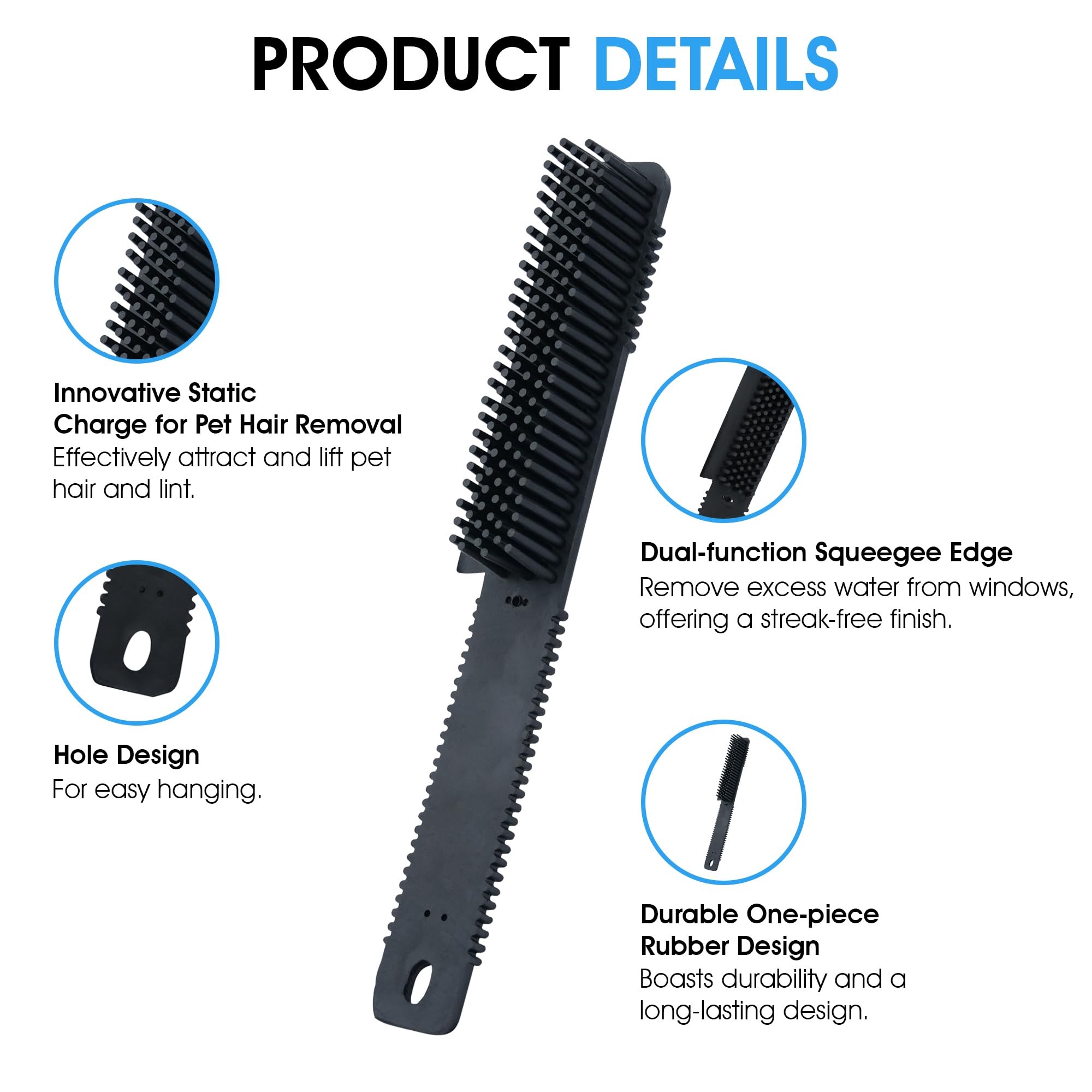 Nanoskin Rubber Pet Hair Brush [85-600],Black