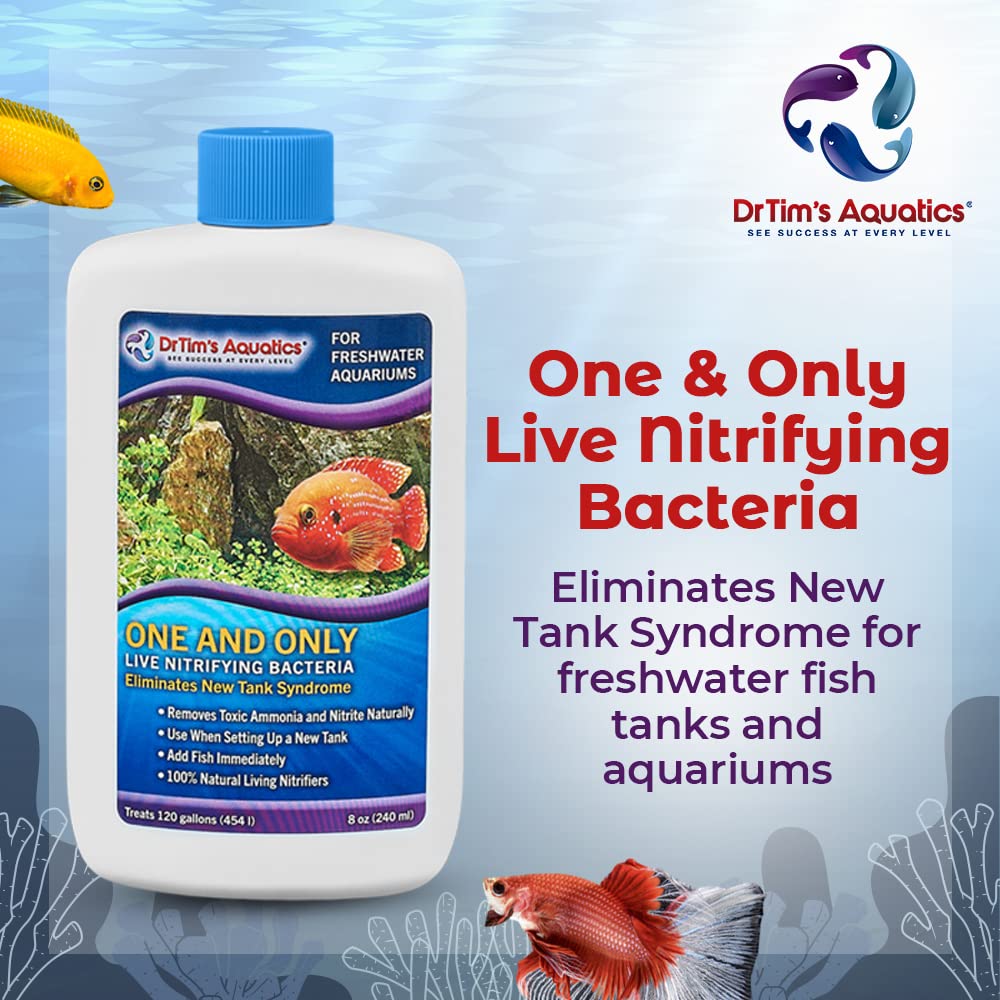 Dr. Tims Aquatics Freshwater One & Only Nitrifying Bacteria - for New Fish Tanks, Aquariums, Water Filtering, Disease Treatment