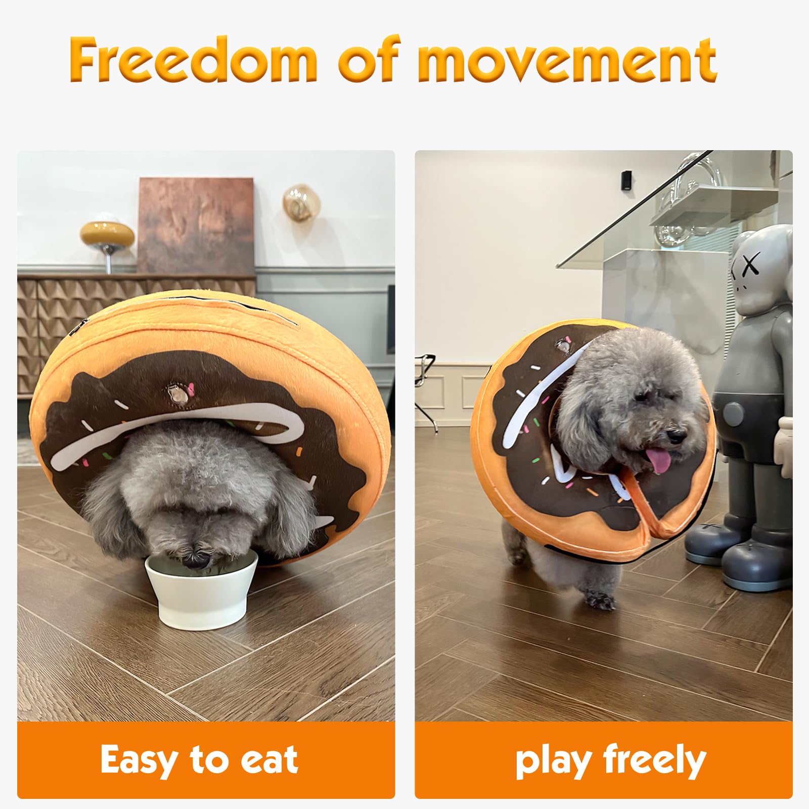 BGGo Inflatable Dog Cone, Soft Adjustable Blow up Donut Collar for After Surgery, E-Collar for Small, Medium, Large Dogs and Cat