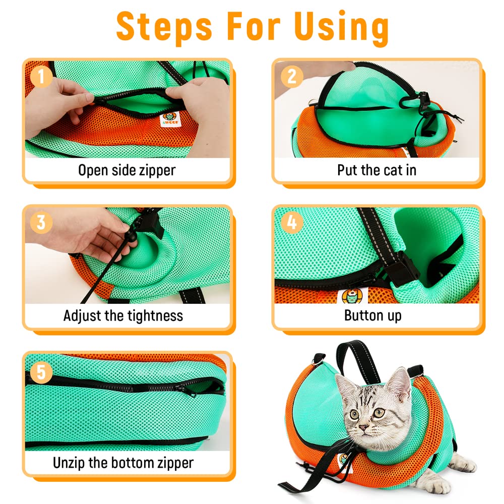 Awoof Cat Grooming Bag Adjustable Cat Bathing Bag Anti Scratch Bite Restraint Bag Cat Sling Bag Durable Mesh Cat Shower Bag For