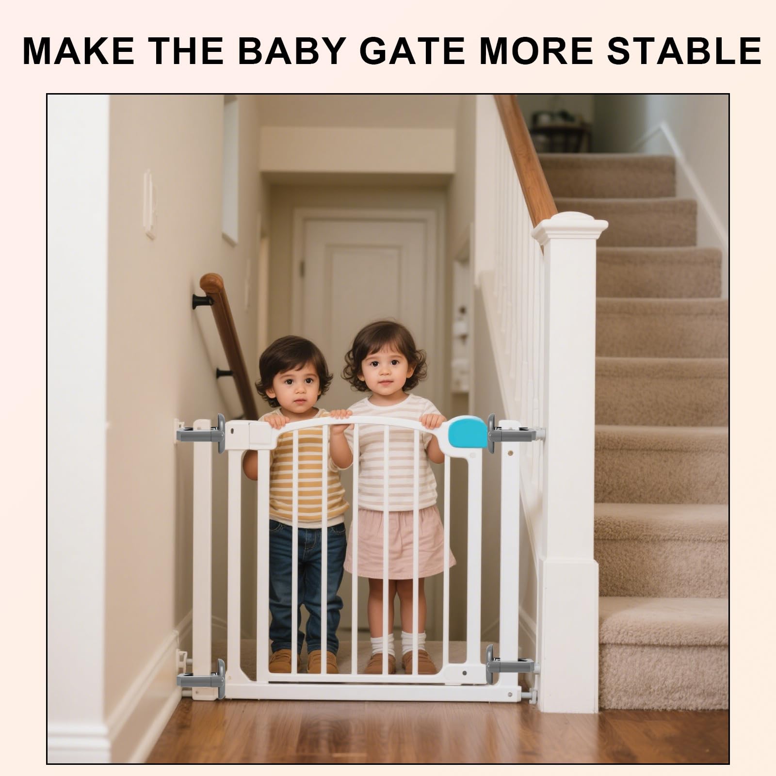 2pcs Baby Gate Banister Adapter, No-Drill Mounting Accessories Universal Stairway Baby Gate Mounting Kit for Round Square Railin