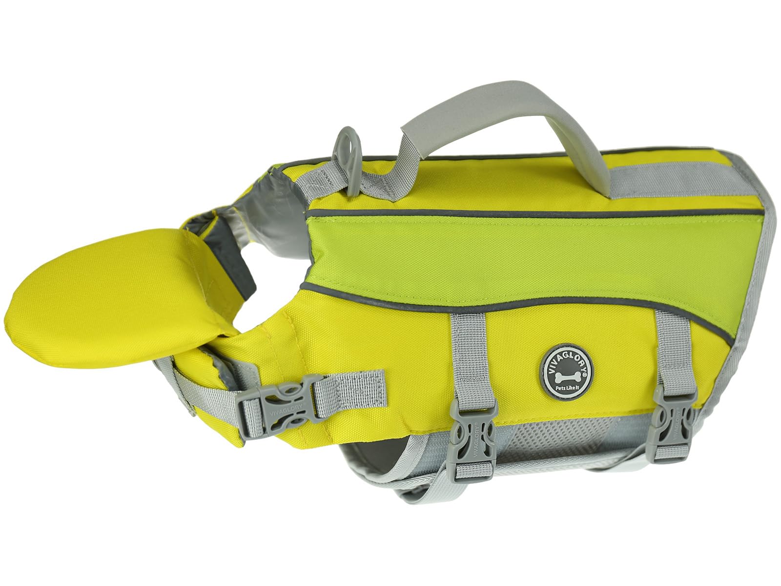 Vivaglory Dog Life Jacket With Removable Front Float, Life Vest With Reflective Trims & Extra Padding For Swimming & Boating, Yellow Grey, Xxs