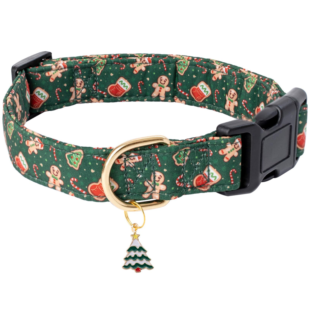 Faygarsle Green Dog Collar Christmas Design Gingerbread Man Pattern For Small Medium Large Dogs Collar Cute Stylish Girl Boy Christmas Dog Collar L