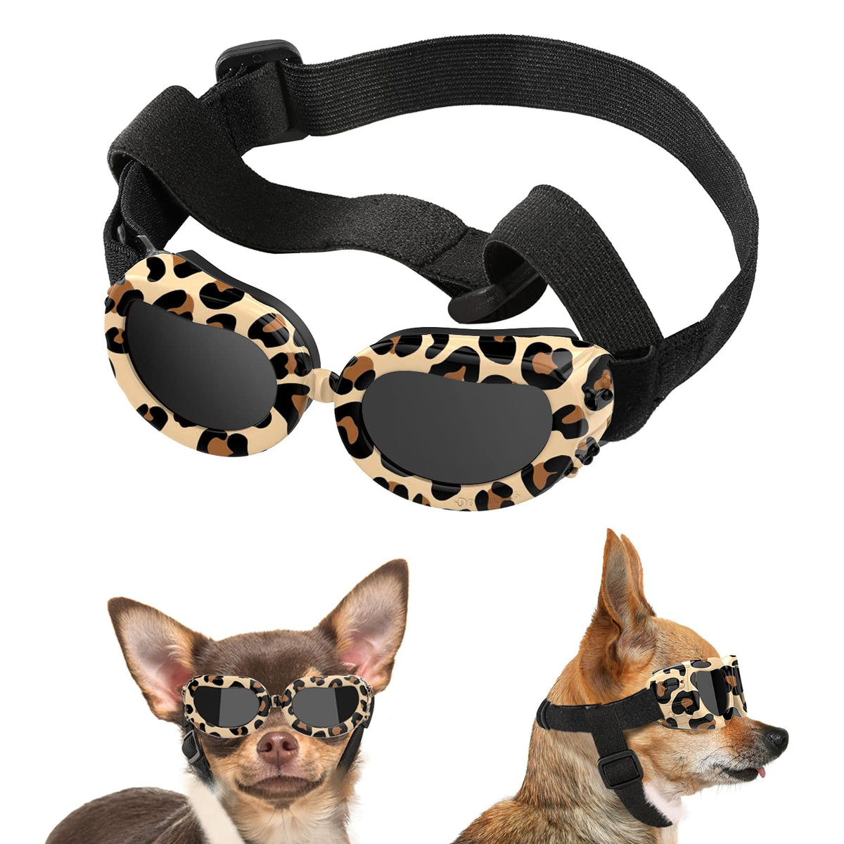 Lewondr Small Breed Dog Goggles With Uv Protection, Adjustable Strap, Windproof & Anti-Fog
