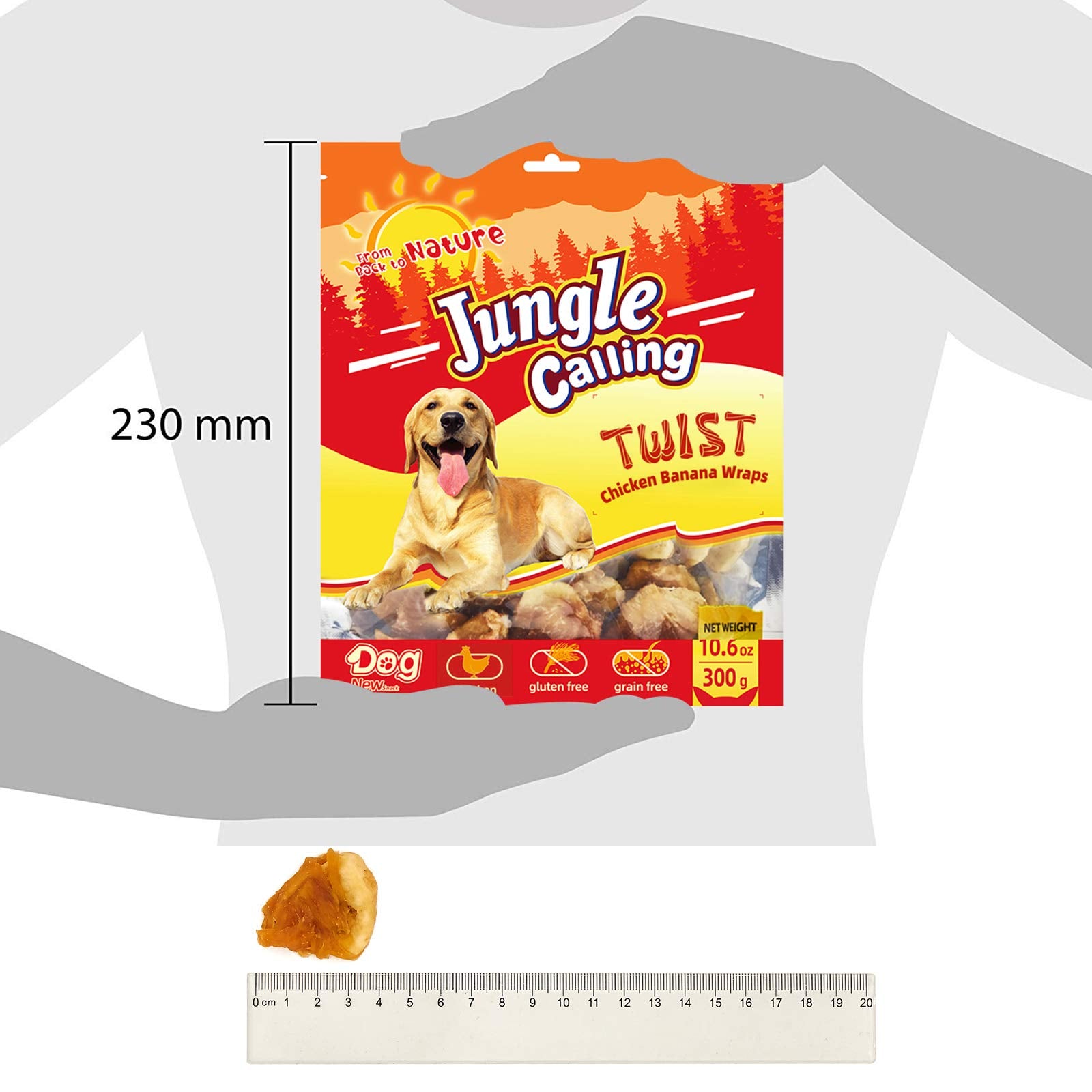 Jungle Calling Chicken Wrapped Banana Dog Treats - Healthy Low-Fat, Grain-Free Training Snacks with Natural Fiber for Small and