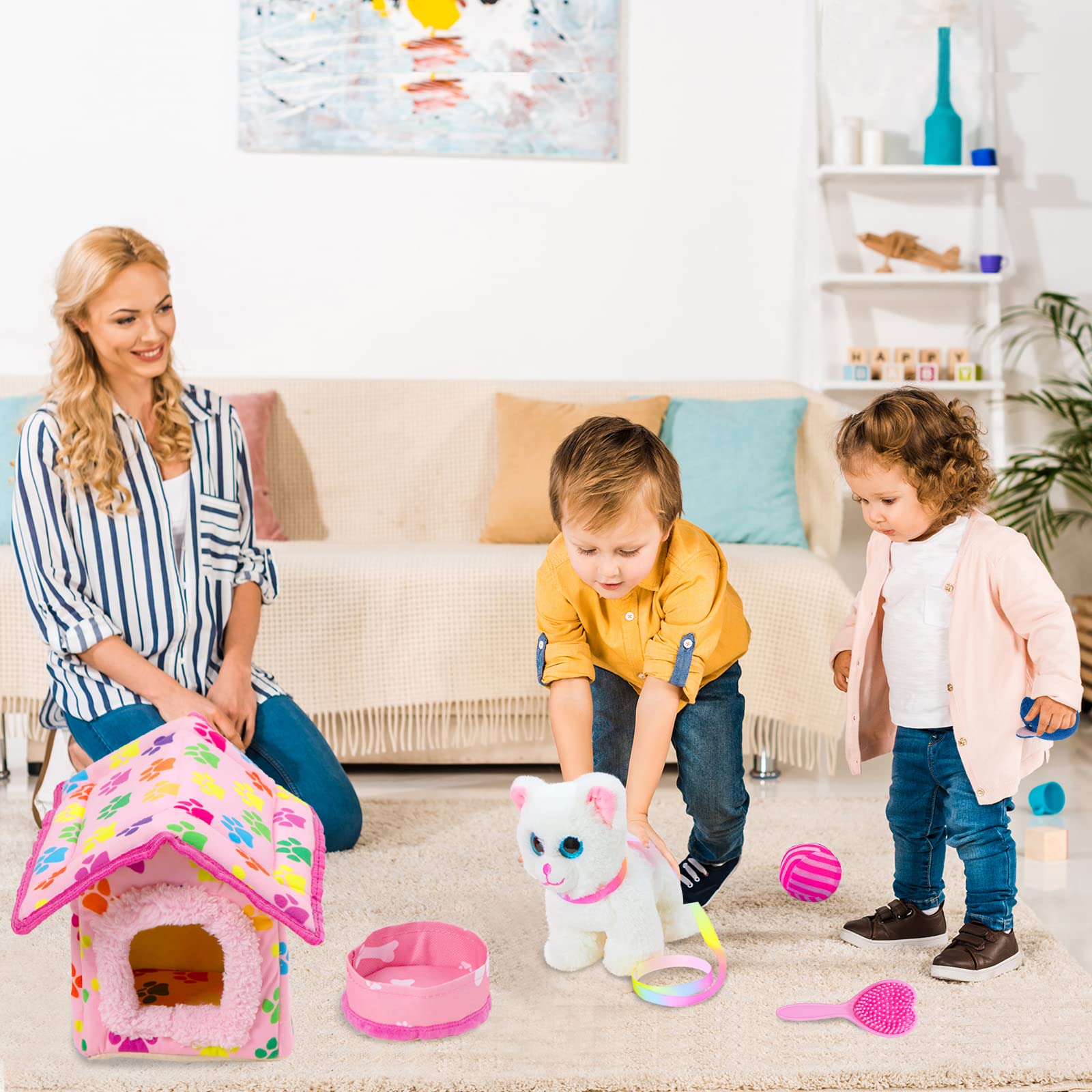 Zntwei American Doll Clothes And Accessories - Pet Kitty Play Set Fit American 18 Inch Doll Including 18 Inch Doll Clothes, Pet Nest, Cat Pot, Toy Ball, Hair Comb, Toy Fish