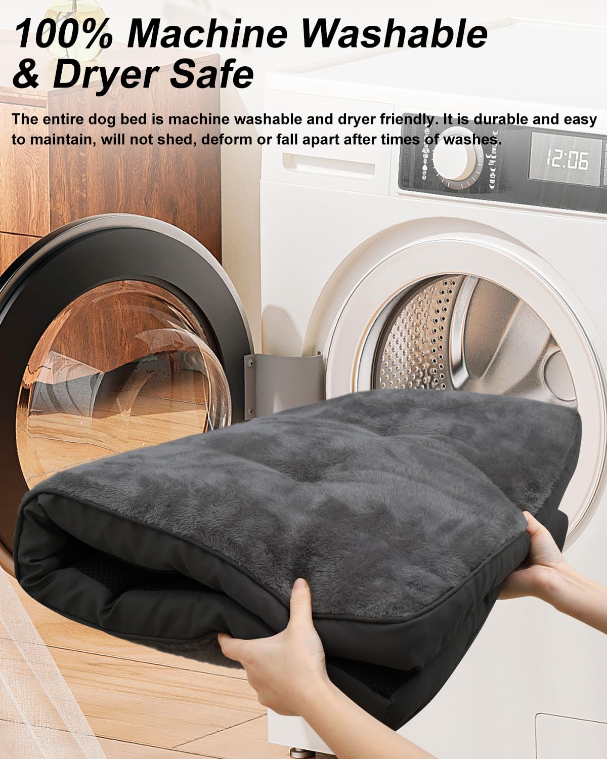 Emslx Dog Crate Bed For Large Size Dogs,Washable Dog Kennel Pad Ultra Soft Pet Sleeping Mat For Cages,Anti-Slip Bottom,35X22 Inc