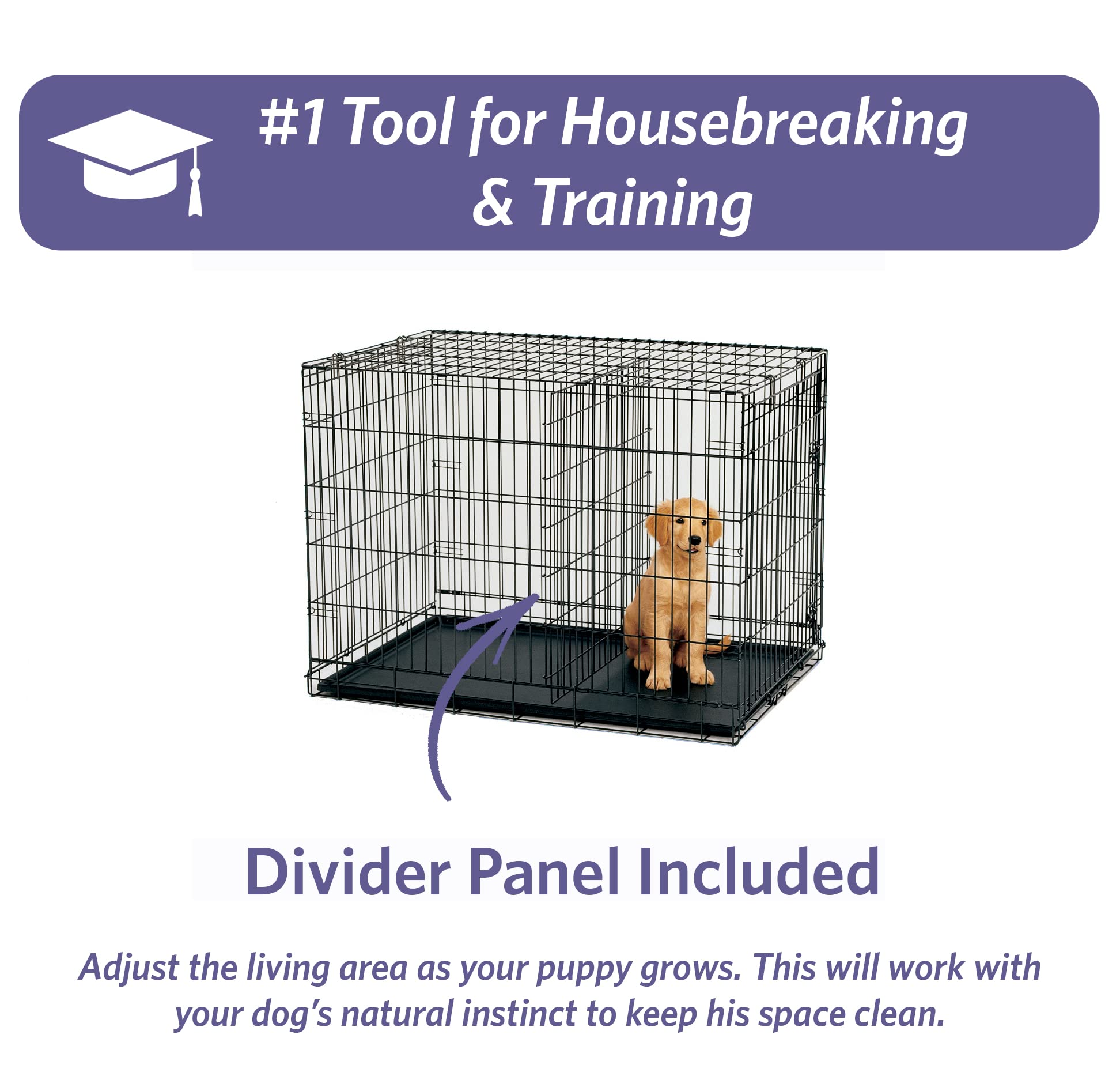 Midwest Homes For Pets Newly Enhanced Single Door Icrate Dog Crate, Includes Leak-Proof Pan, Floor Protecting Feet, Divider Panel & New Patented Features