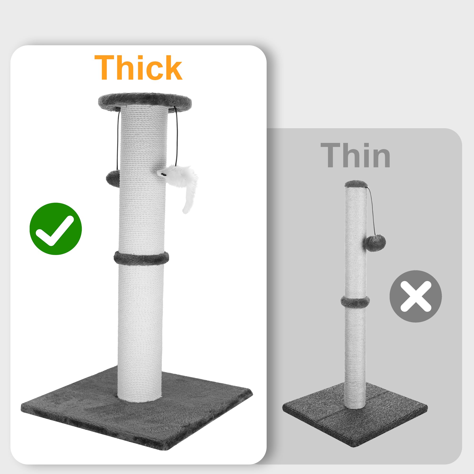 Ahomdoo Cat Scratching Post 34 Inches Heavy Duty And Thicker Cat Scratching Post Sisal Rope With Hanging Ball And Mice Scratchin