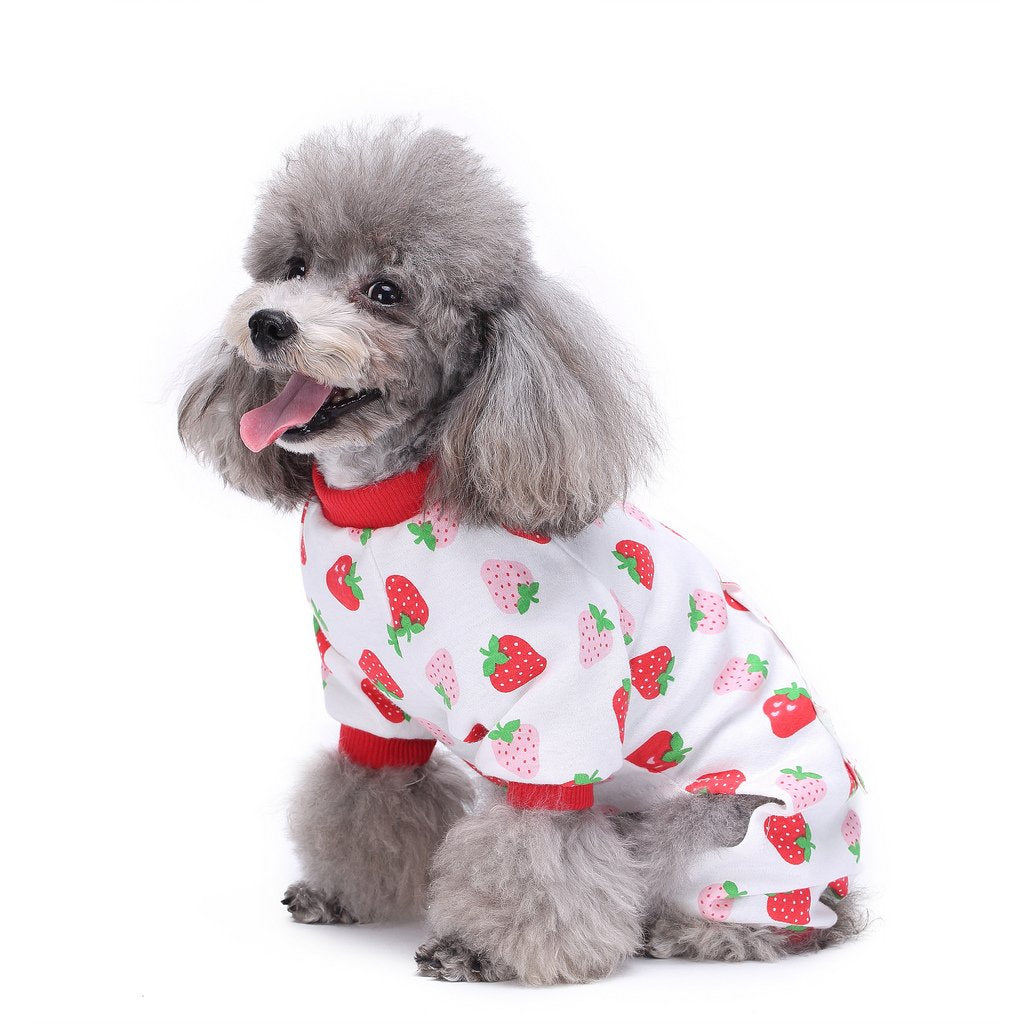 S-Lifeeling Dog Pajamas - Comfortable Turtleneck Love Pattern Puppy Jumpsuit Shirt - 100% Cotton Coat For Medium And Small Dogs 