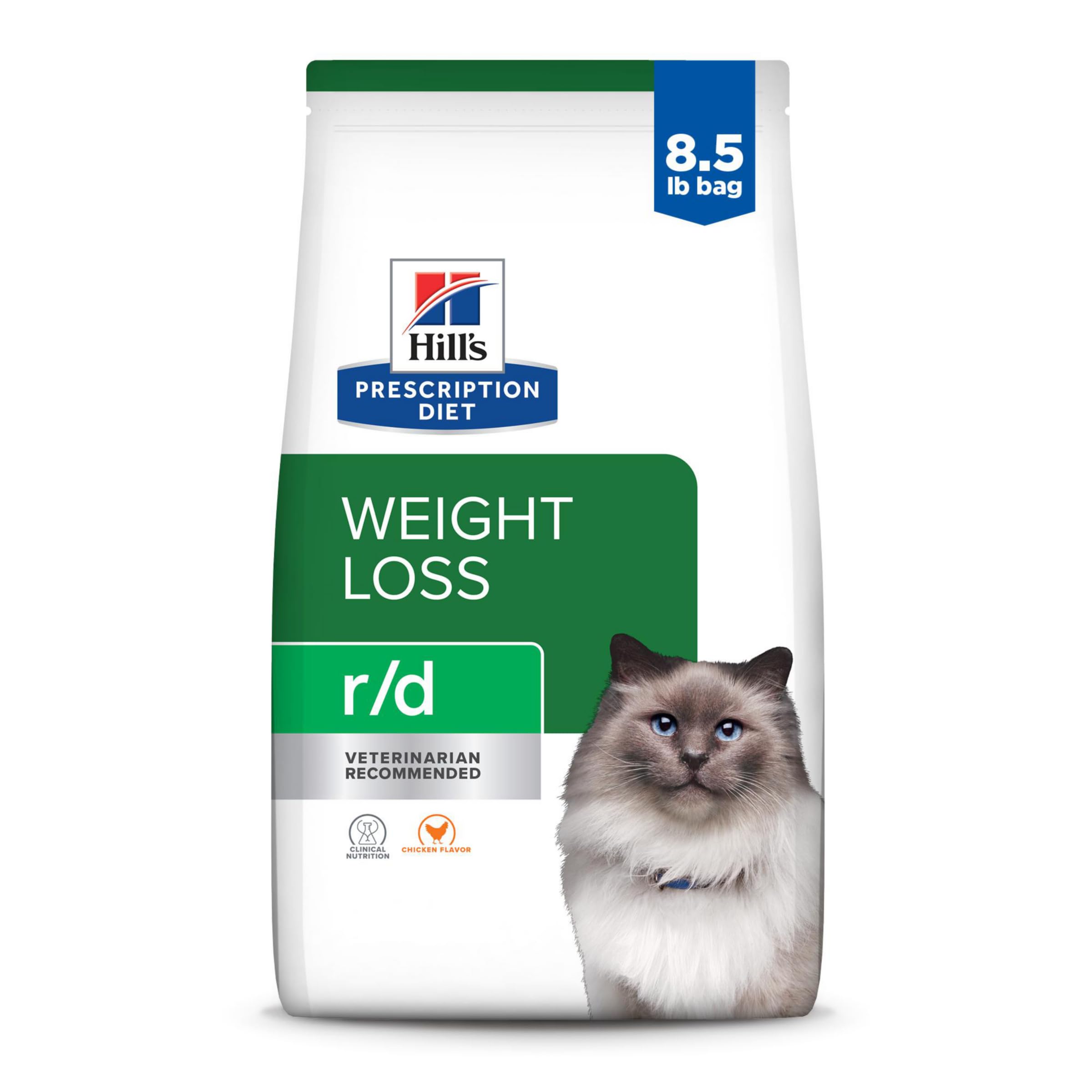 Hills Prescription Diet r/d Weight Reduction Chicken Flavor Dry Cat Food, Veterinary Diet, 8.5 lb. Bag