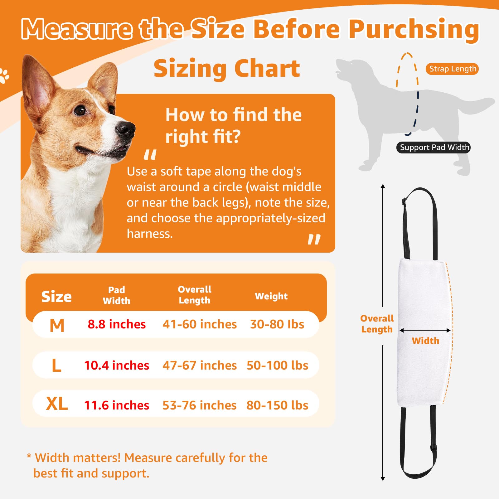 Loobani Dog Lift Harness For Back Legs, Portable Dog Sling For Large Dogs Hind Leg Support, Comfortable Leg Support Assistance F