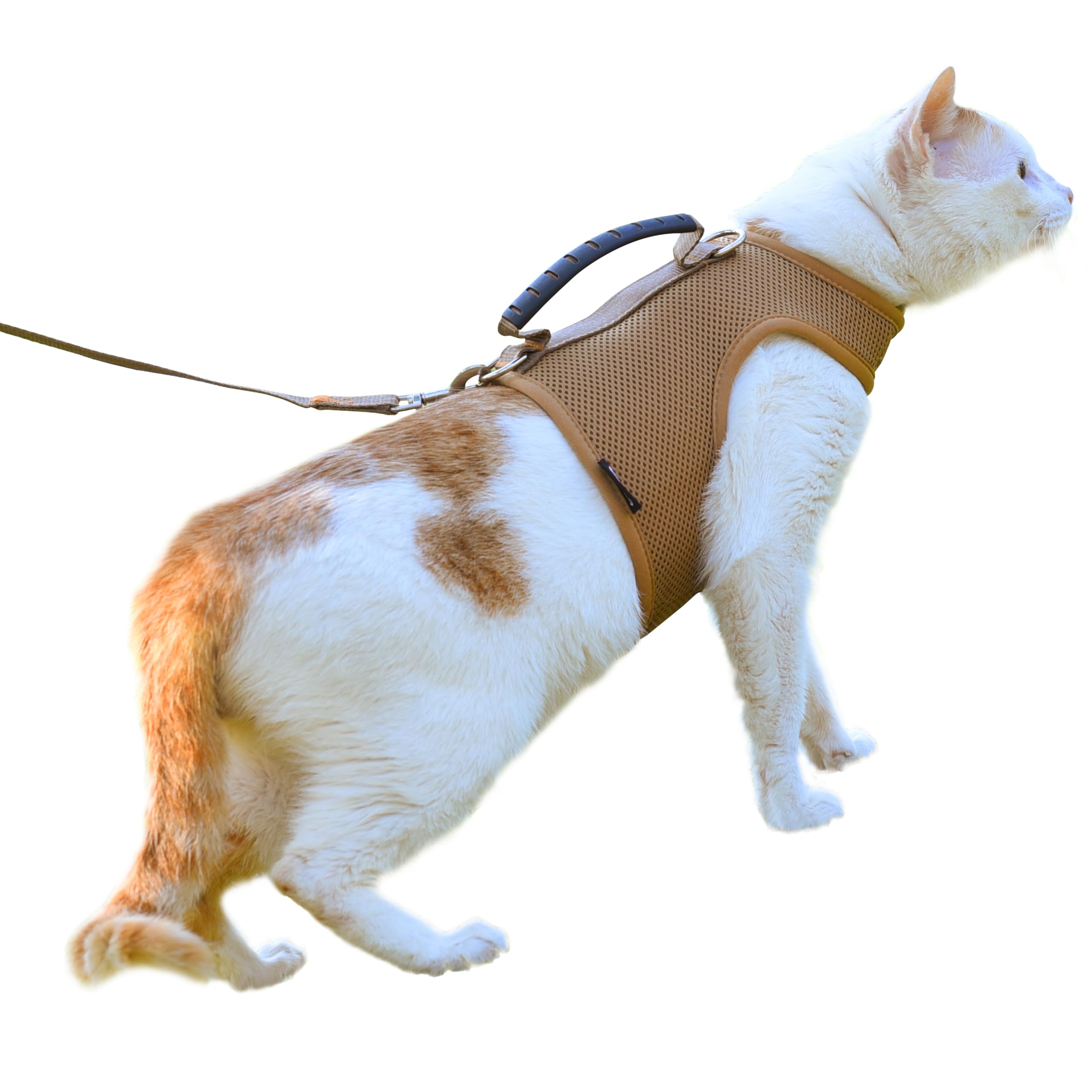 Kitty Harness And Leash For Walking Escape Proof Breathable Mesh Fabric, Solid Brown, X-Small, Adjustable Cat Walking Jackets Wi