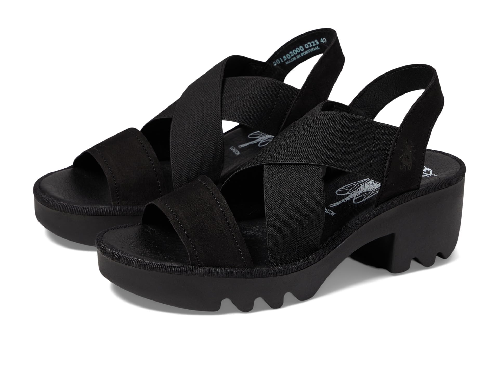 Fly London Womens Wedges Sandal, Black, 10