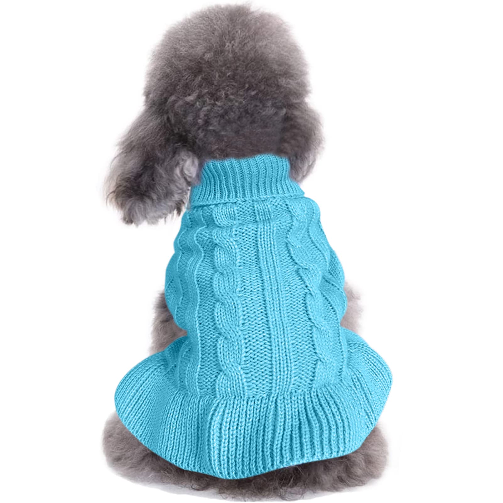 Chborchicen Small Dog Sweaters Knitted Pet Cat Warm Dog Sweatshirt Winter Clothes Kitten Puppy Sweater (Xs, Dress-Sky Blue)