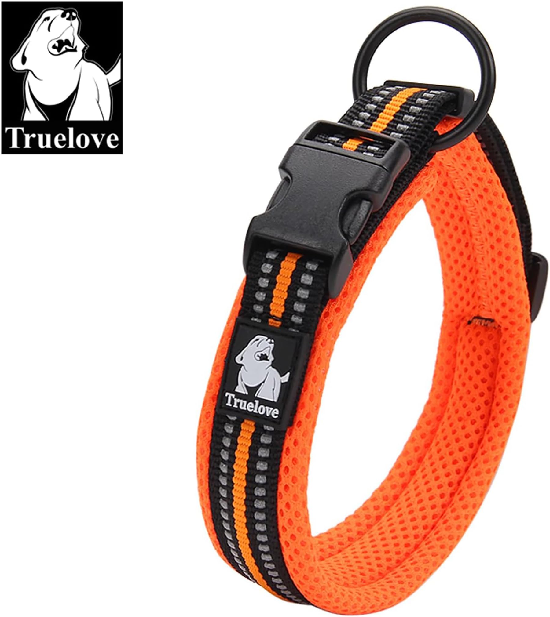 Truelove Dog Collar Reflective Premium Duraflex Buckle,High Grade Nylon Webbing No Choke Basic Collars Tlc5011(Orange,Xs)