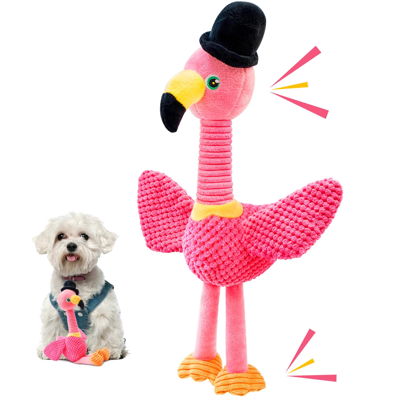 Lepawit Squeaky Dog Toys, Cute Flamingo Plush Toy For Dogs Indoor Play, Interactive Dog Toys With Non-Shedding Material For Smal