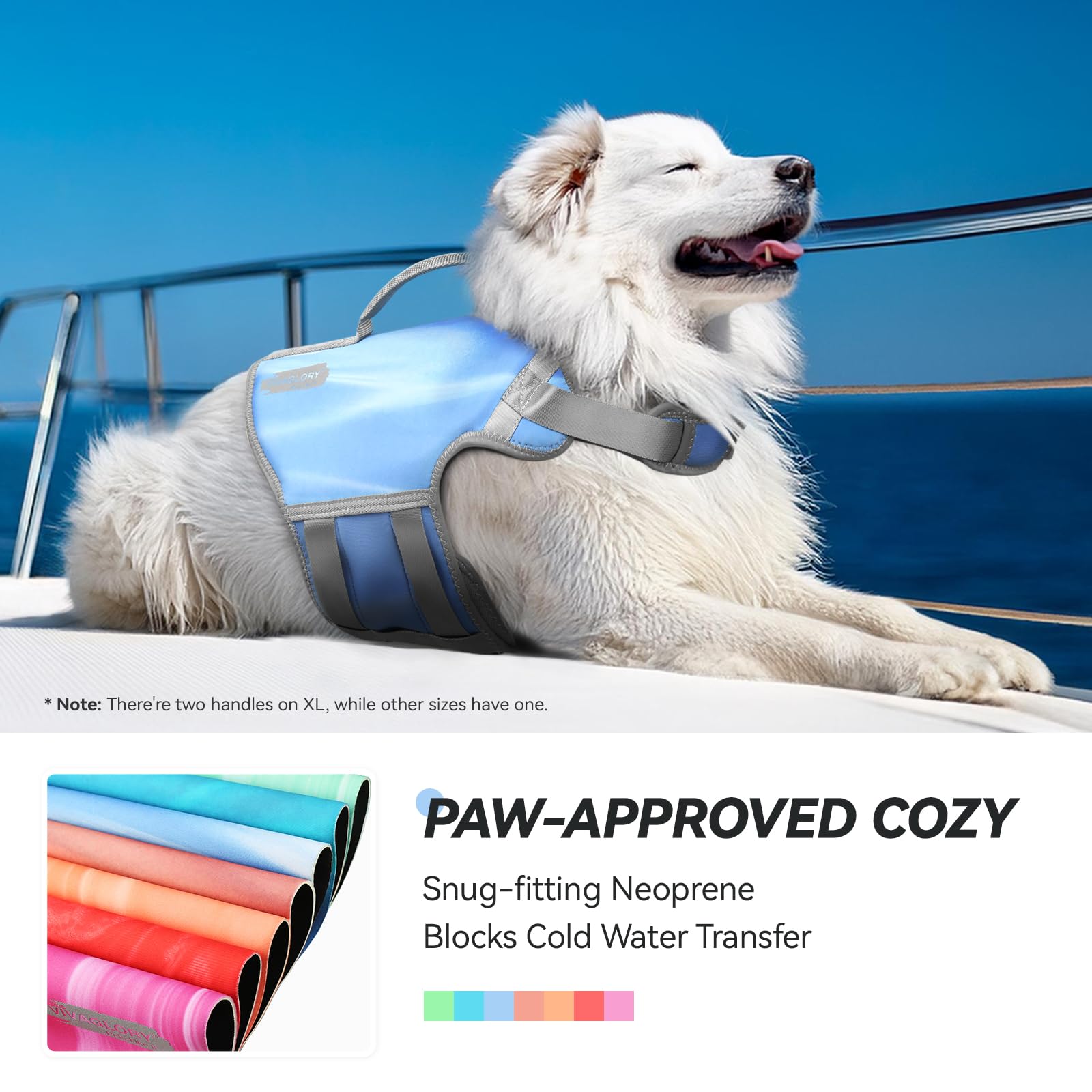 Vivaglory Neoprene Dog Life Jacket Dog Water Vest For Boating Hunting & Swimming, Lightweight With Leash Ring, Xl, Pink Grey