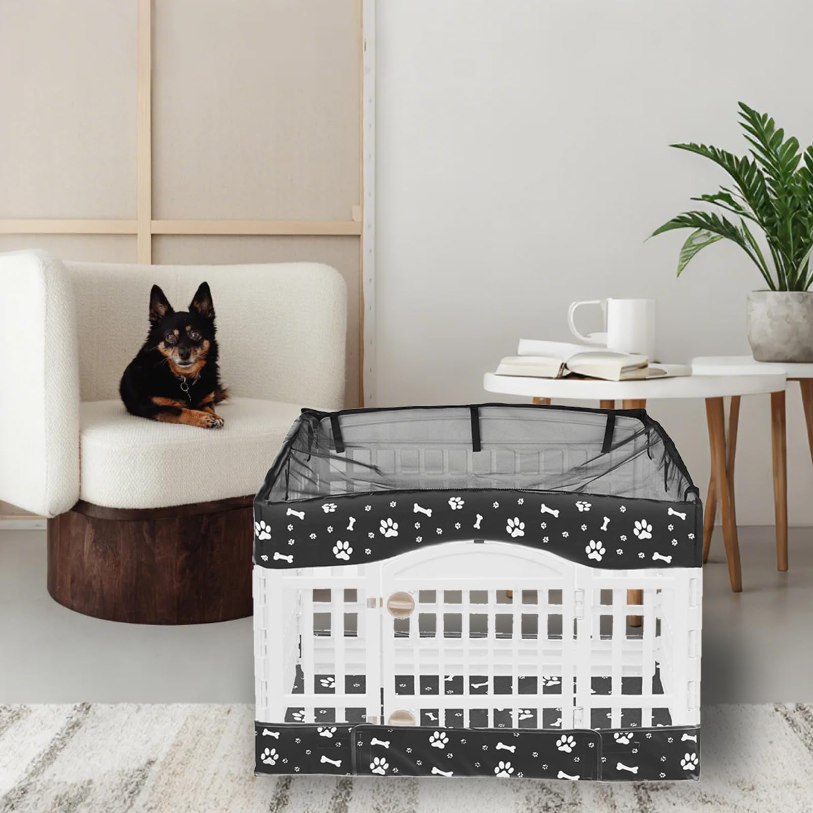 2 Pack Dog Playpen Cover And Bottom Pad Fits For 36 Inch 4 Panels Pet Playpen, Dog Crate Pad Puppy Play Pen Cover, Hoop And Loop