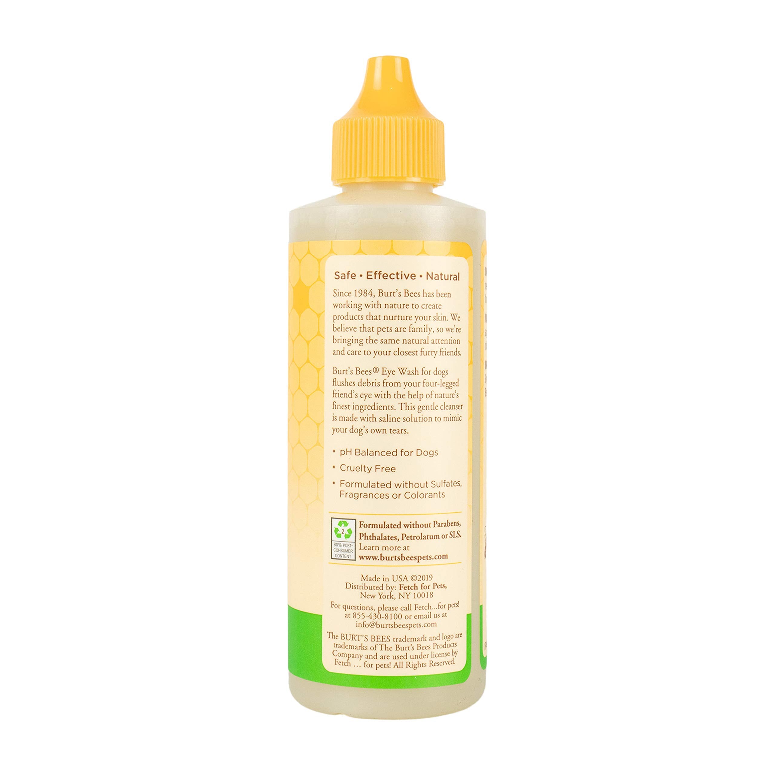 Burts Bees for Pets Eye Wash with Saline Solution for Dogs, 2pk, 99.9% Natural Origin Formulas, Dog Eye Cleaner, Eye Wash for D