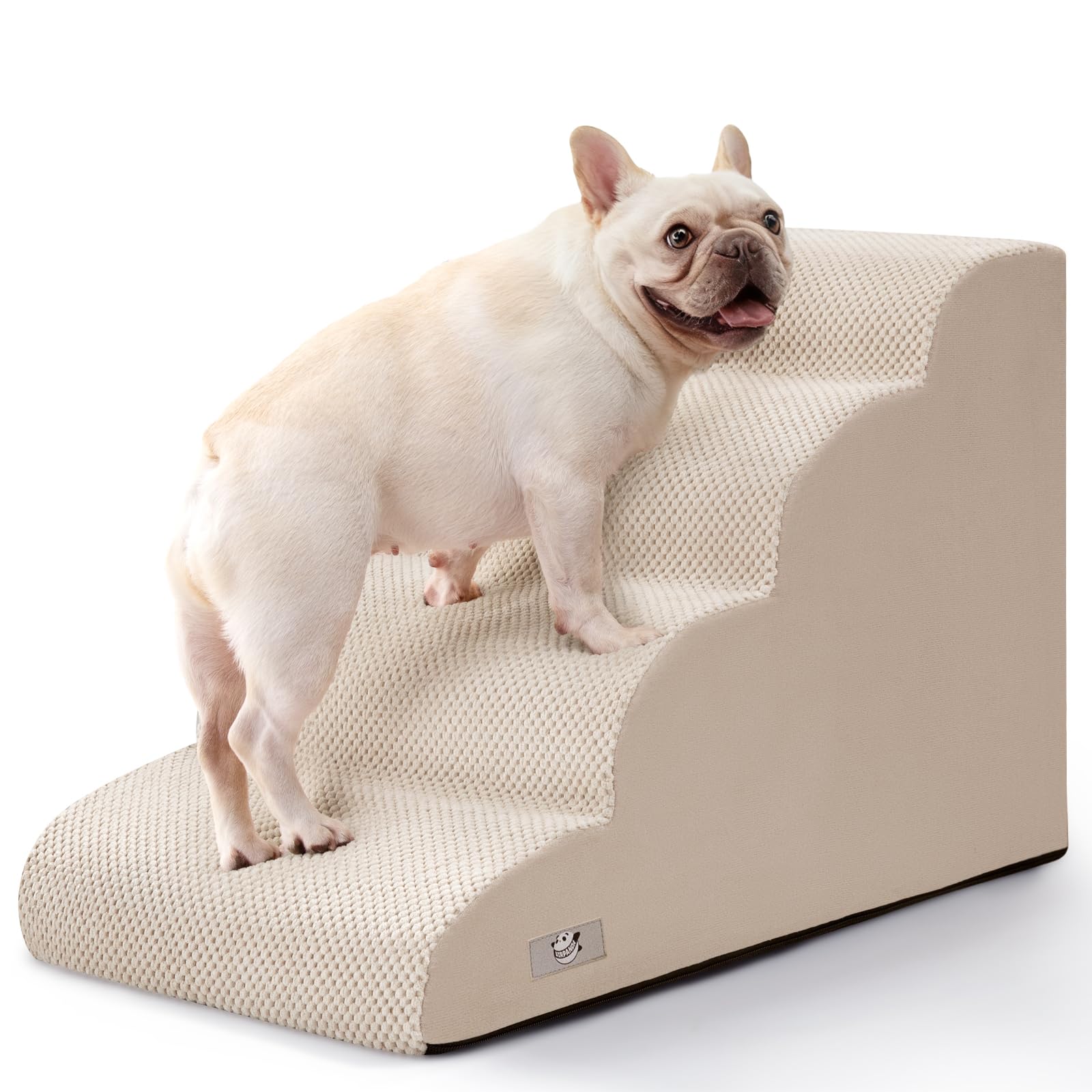 Airpanda Dog Steps for Bed, 4 Step Pet Stairs for Small and Medium Dogs, Non-Slip Dog Ramp with Washable Cover, High-Density Sup