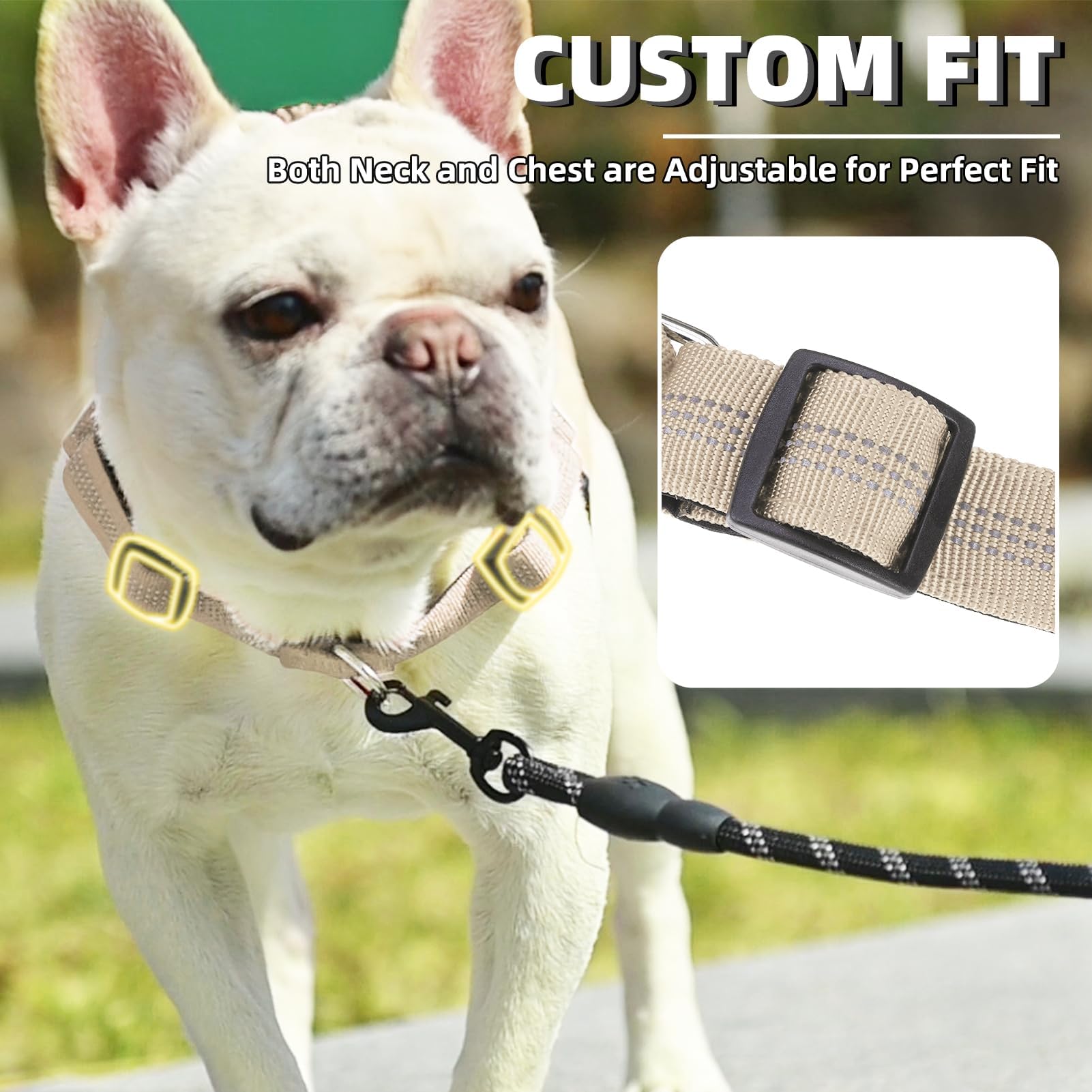 PUPTECK No Pull Dog Harness, Adjustable XS Reflective Vest, Escape Proof, Beige