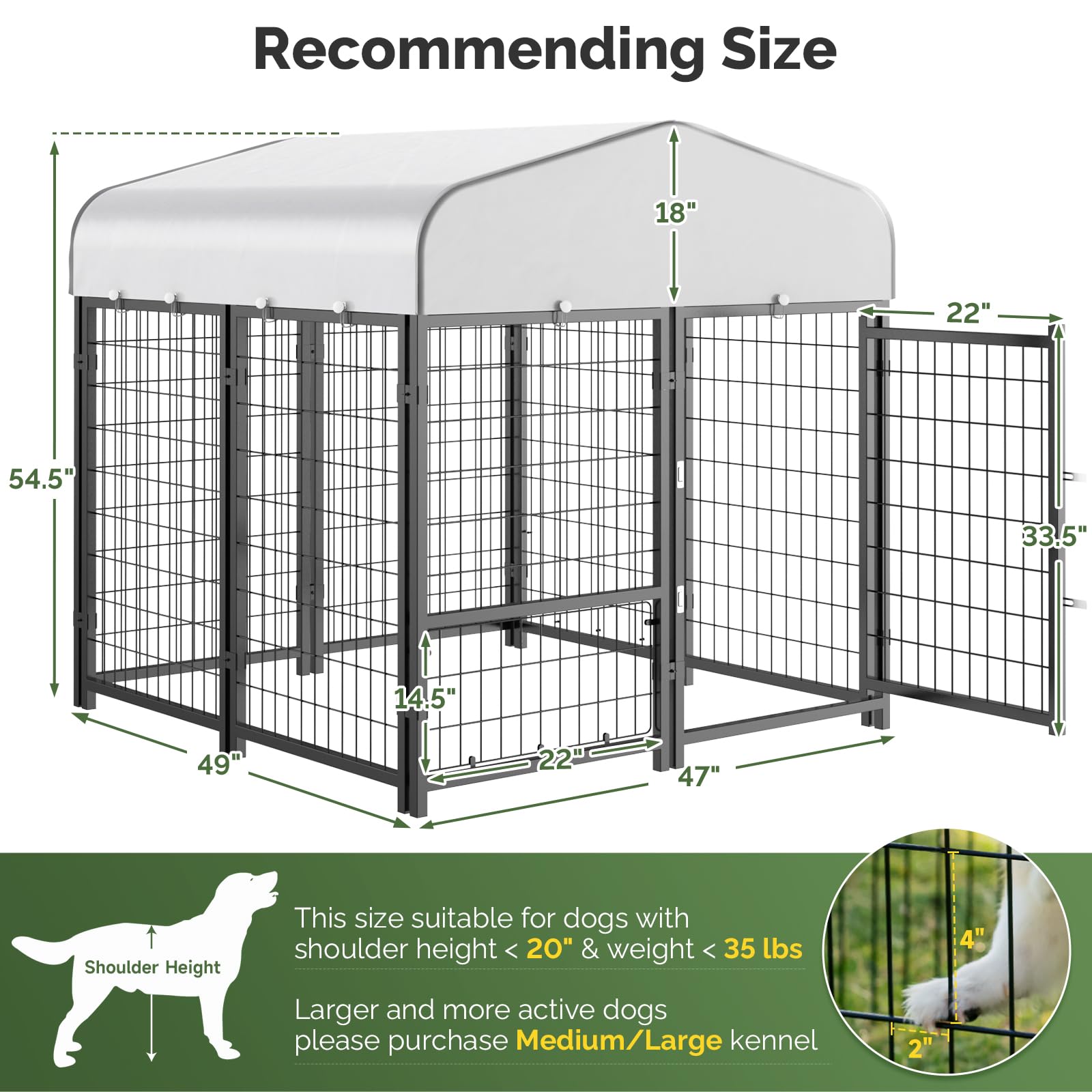 Sino Luban Outdoor Dog Kennel Outside With Small Door- 4X4X4.5 Large Dog Kennels With Roof For Small Dogs Breed -Run Cage Enclos