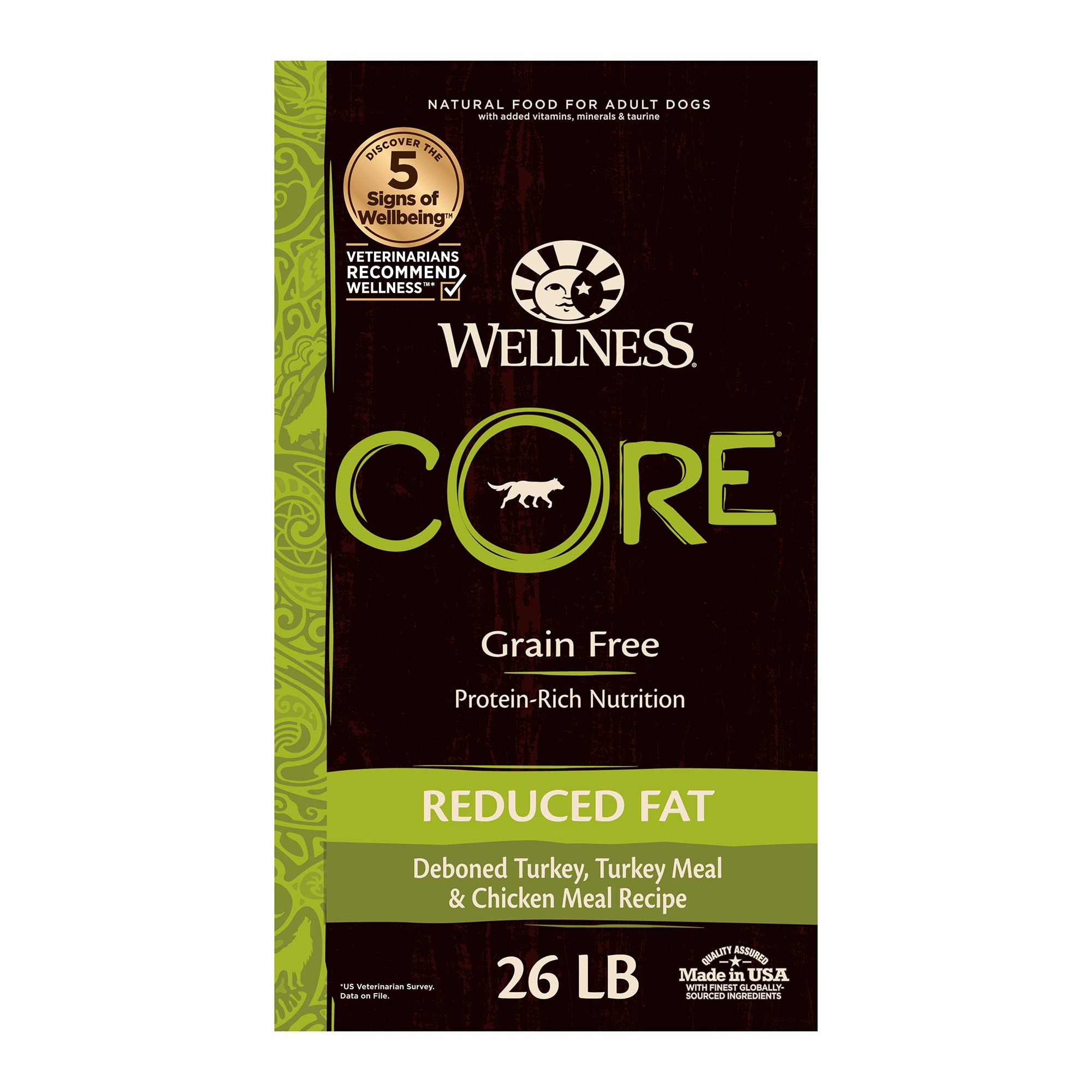 Wellness CORE Grain-Free High-Protein Dry Dog Food, Natural Ingredients, Made in USA with Real Meat, All Breeds, For Adult Dogs 