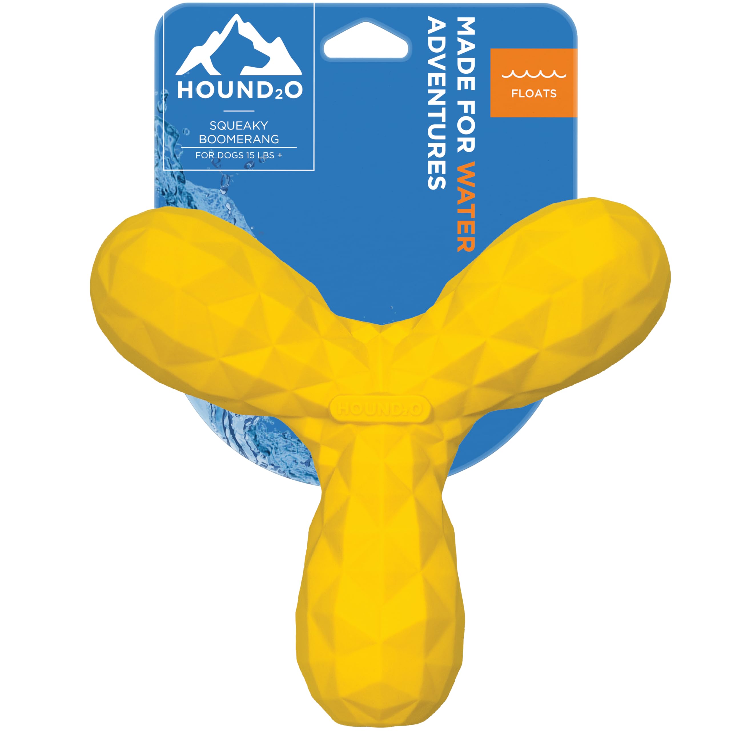 Hound2O Outdoor Dog Toys | Squeaky Boomerang Chew Toy For Dogs | Bright Yellow Color For Interactive Play | Durable Toy Made Fro