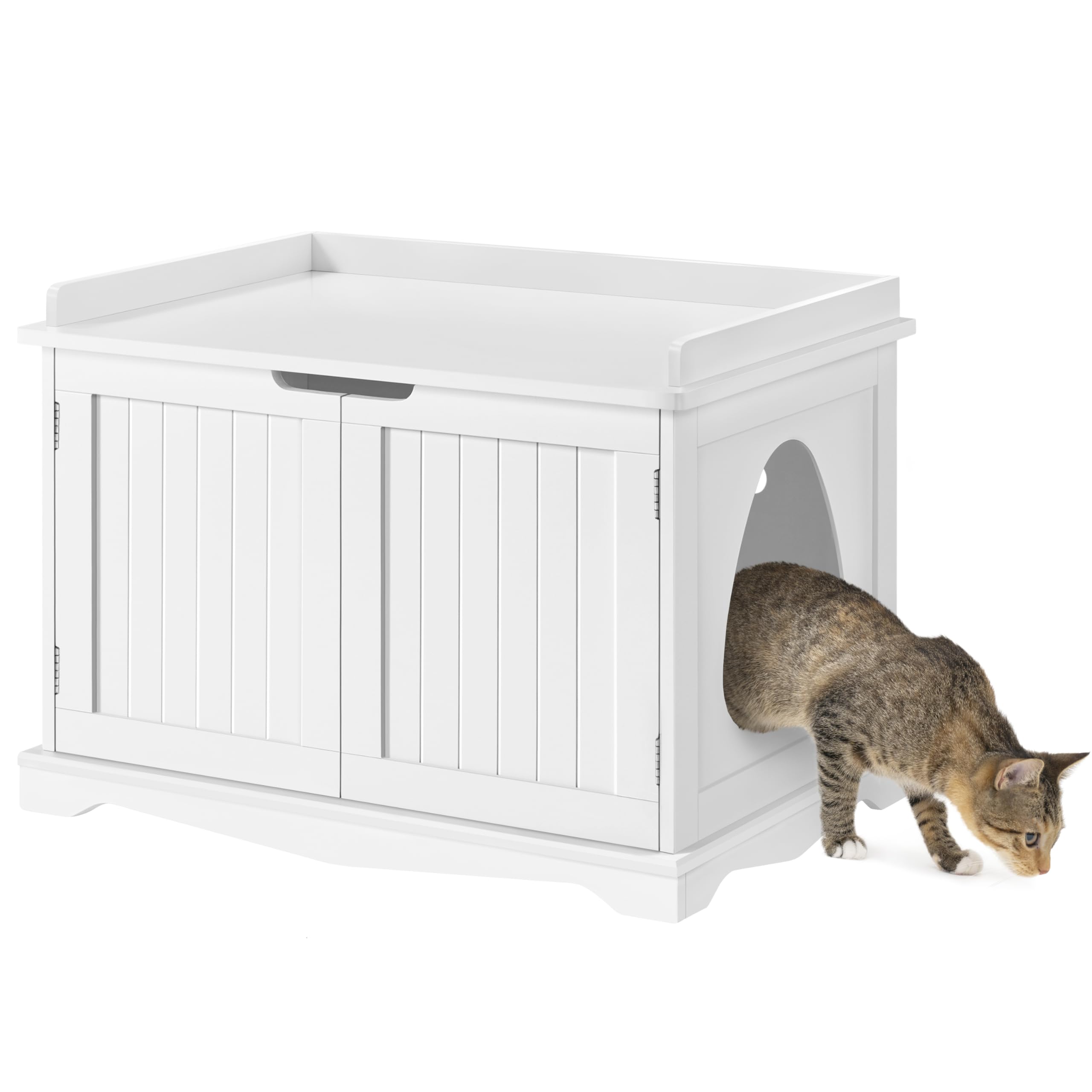 Yaheetech Cat Litter Box Enclosure, Hidden Litter Furniture, Cat Washroom, Pet Crate, Decorative Storage Bench Pet Side Table Fo