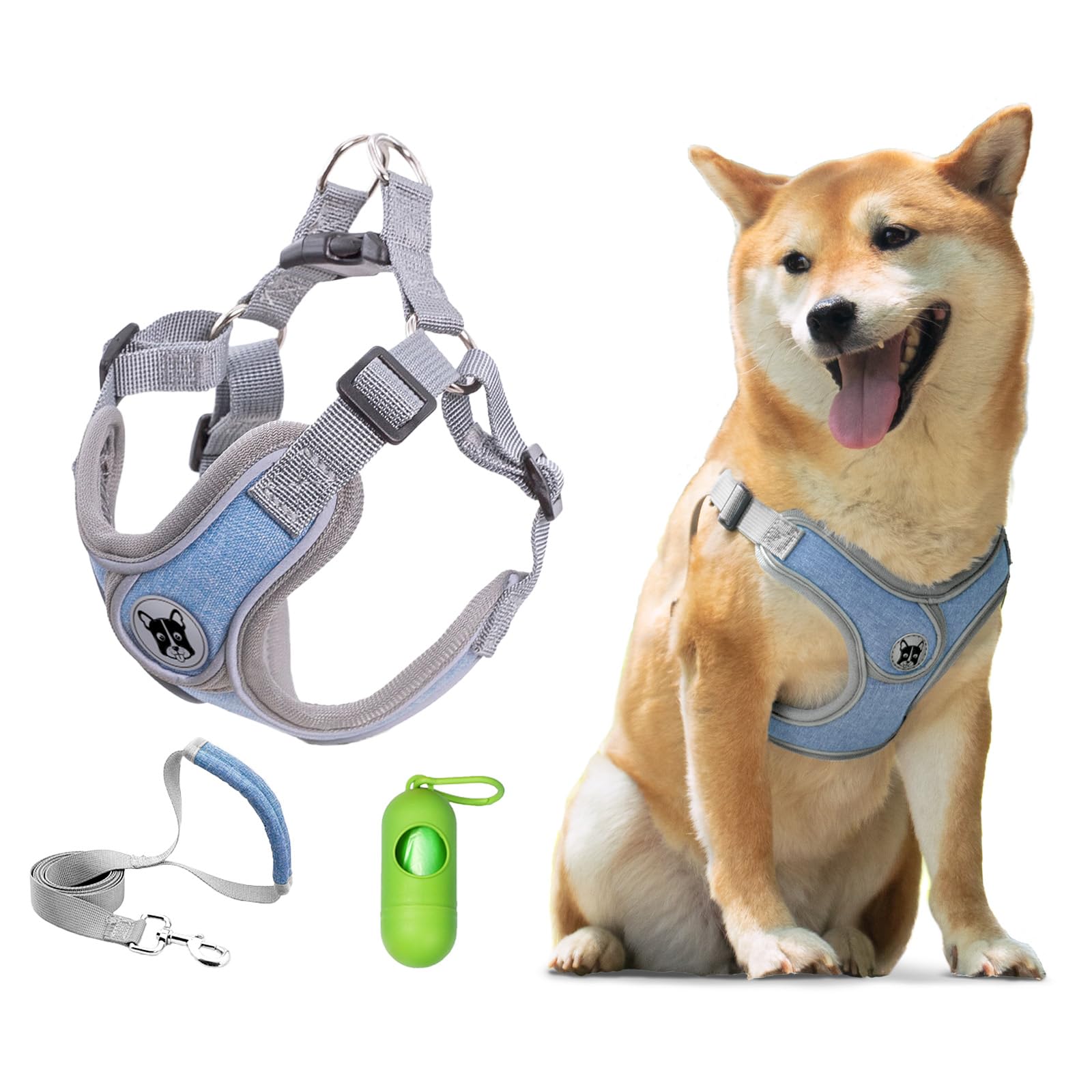 Patas Lague Dog Harness With Leash Set For Small Medium Dogs, No Pull No Choke Reflective Step In X Head Pet Harness Vest With P