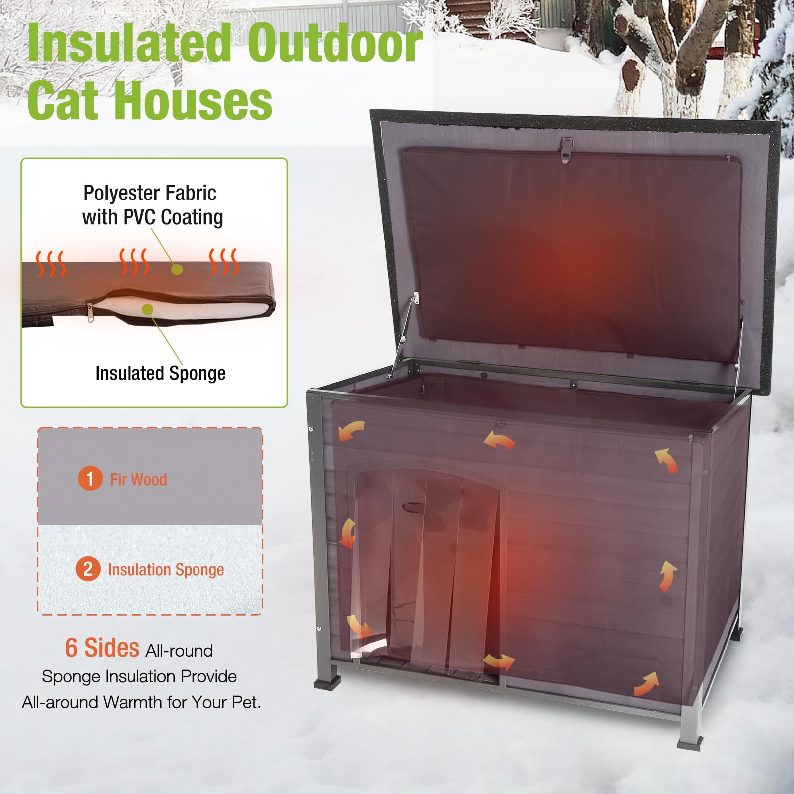 Gutinneen Dog House Insulated Outdoor Dog Kennel With Liner For Winter