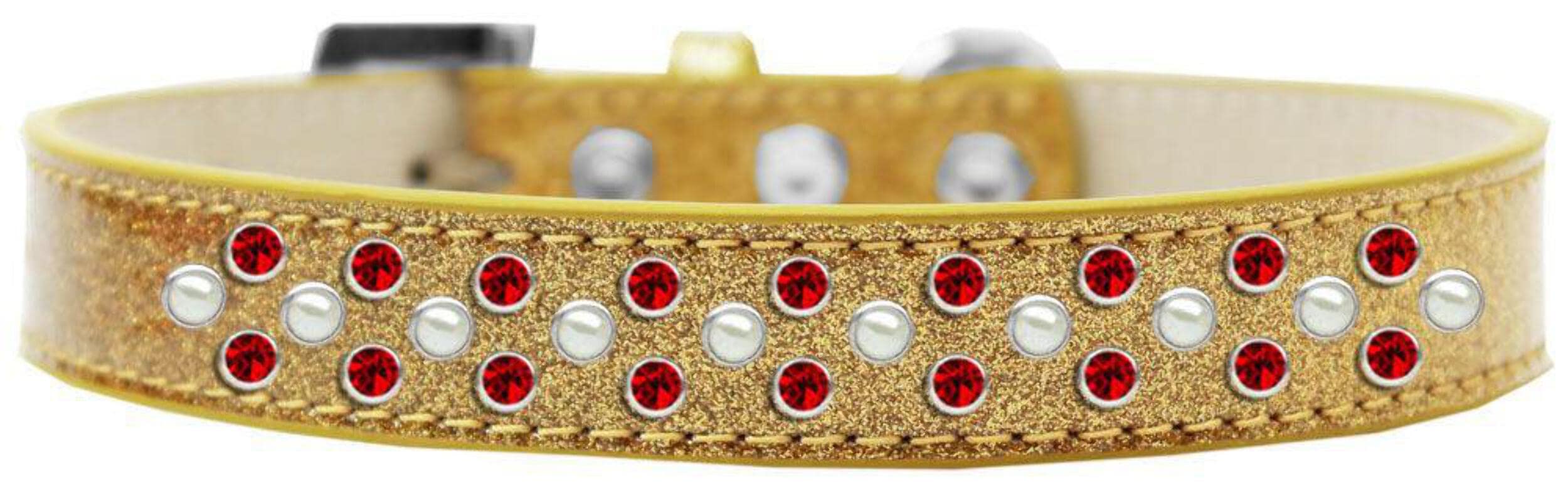 Mirage Pet Products Sprinkles Ice Cream Dog Collar with Pearl and Red Crystals, Size 14, Black