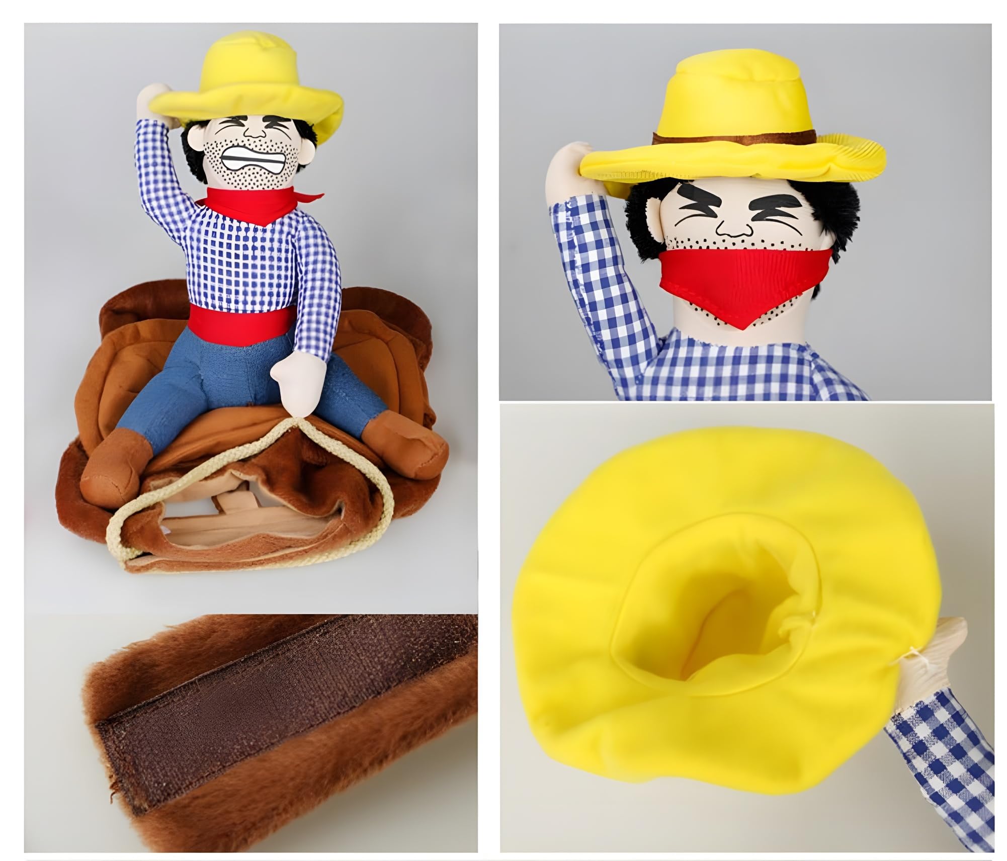 DELIFUR Dog Halloween Costume Funny Dog Cowboy Riding Costume Pet Costume Cat Suit Cowboy Rider Style for Small Medium Large Dog